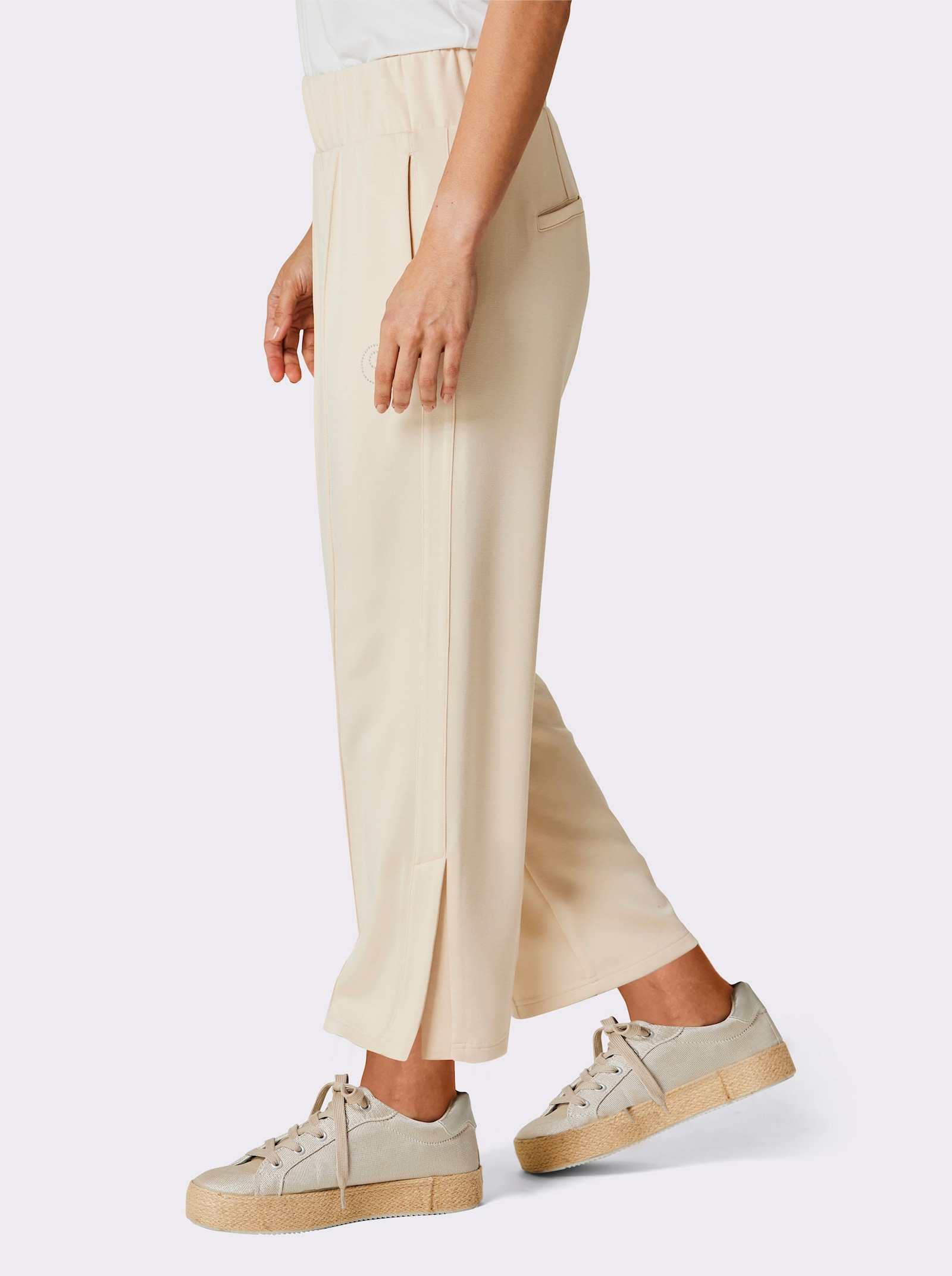 CREATION L PREMIUM Sweatbroek met verborgen pijpsplit - ivoorkleur