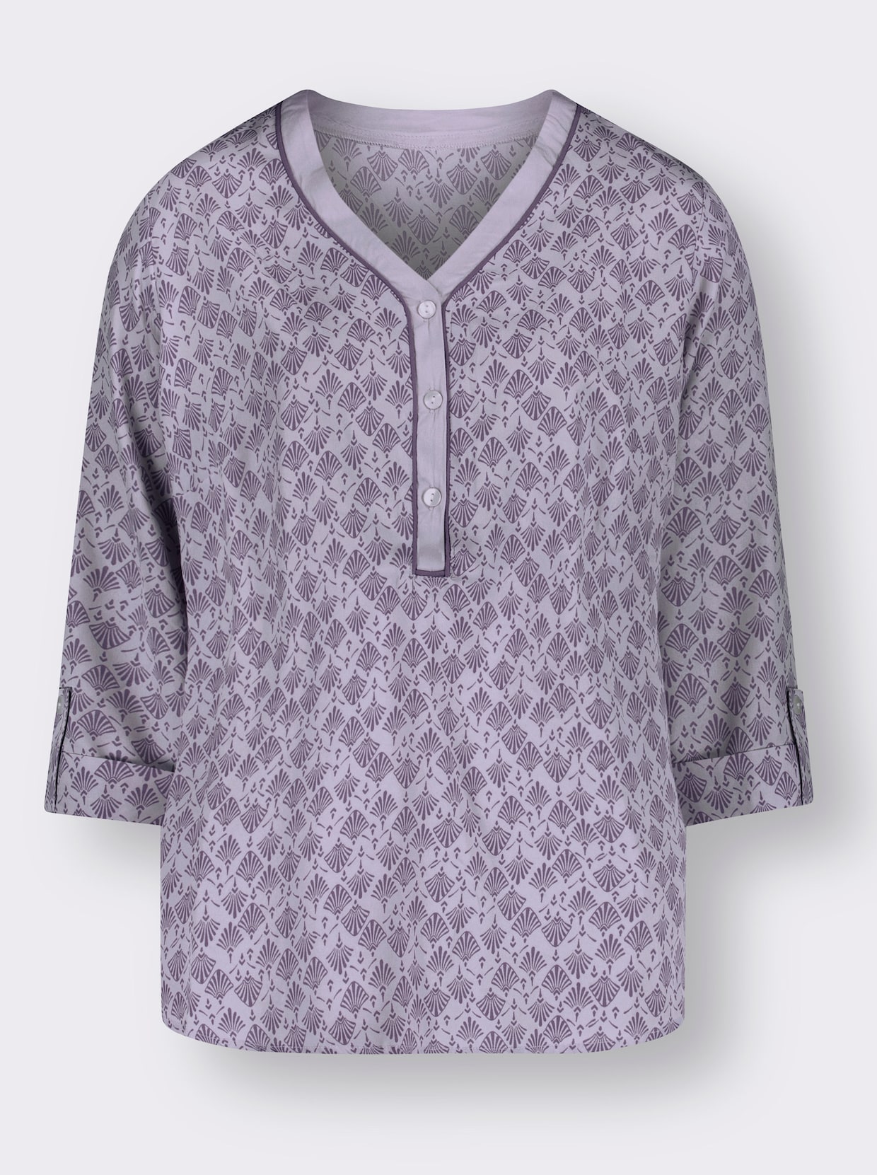 Comfortabele blouse - lila/vijg bedrukt
