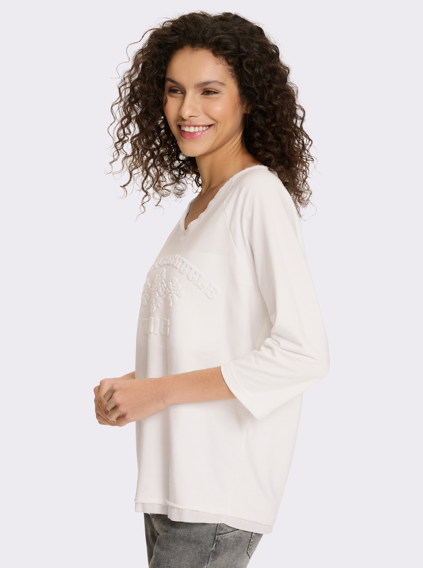 heine Sweatshirt mit 3D-Prägung - ecru