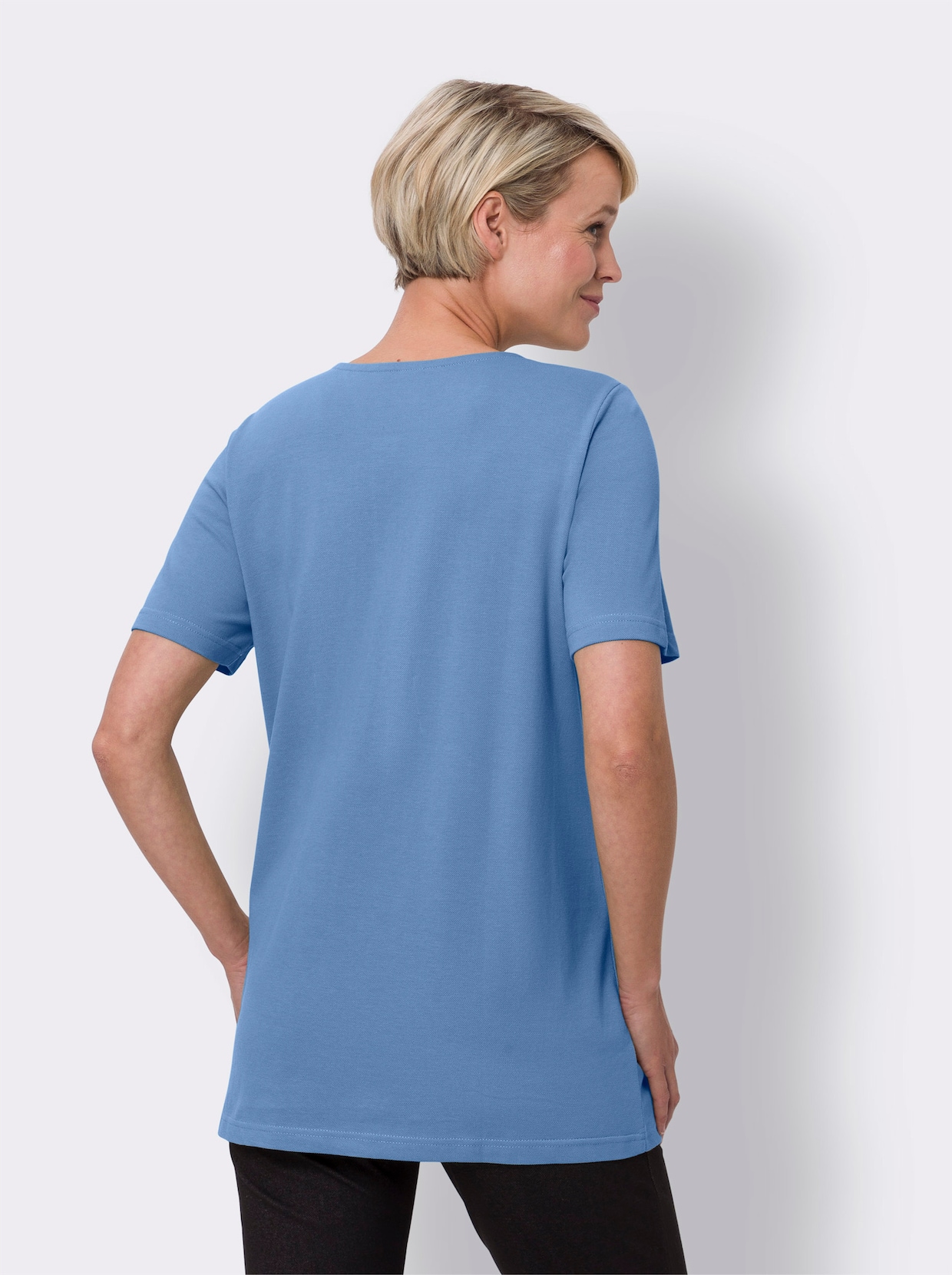 Longshirt - mittelblau