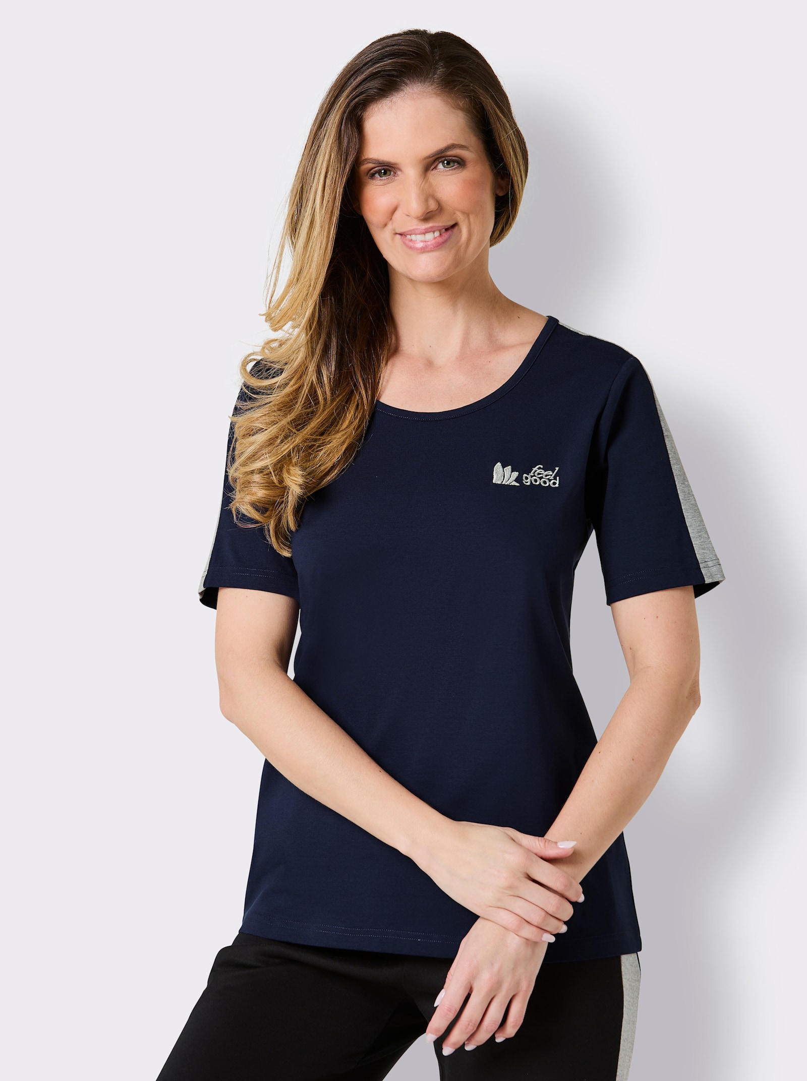 feel good Shirt - marine-steingrau