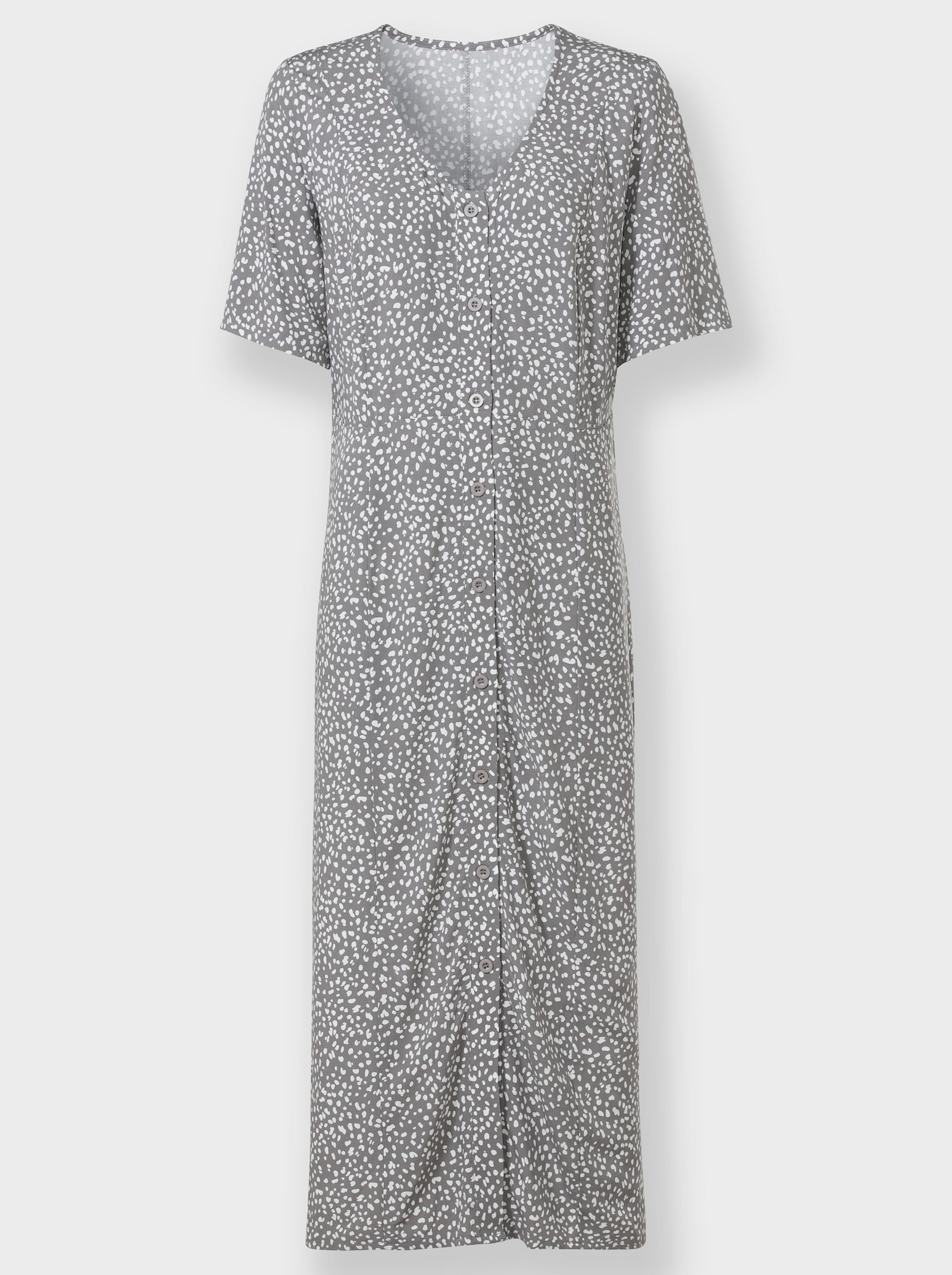 Druckkleid im Pünktchen-Dessin - grau-weiss-bedruckt
