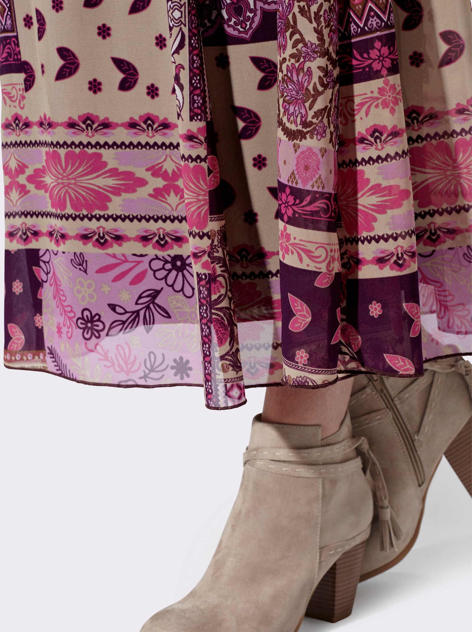 Schlupfrock im Patchwork-Dessin - traube-champagner-bedruckt