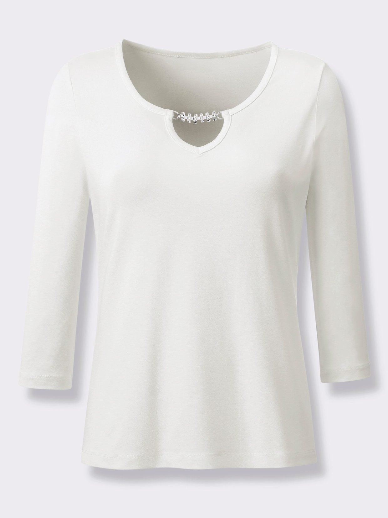 3/4-Arm-Shirt mit Zierkette - ecru