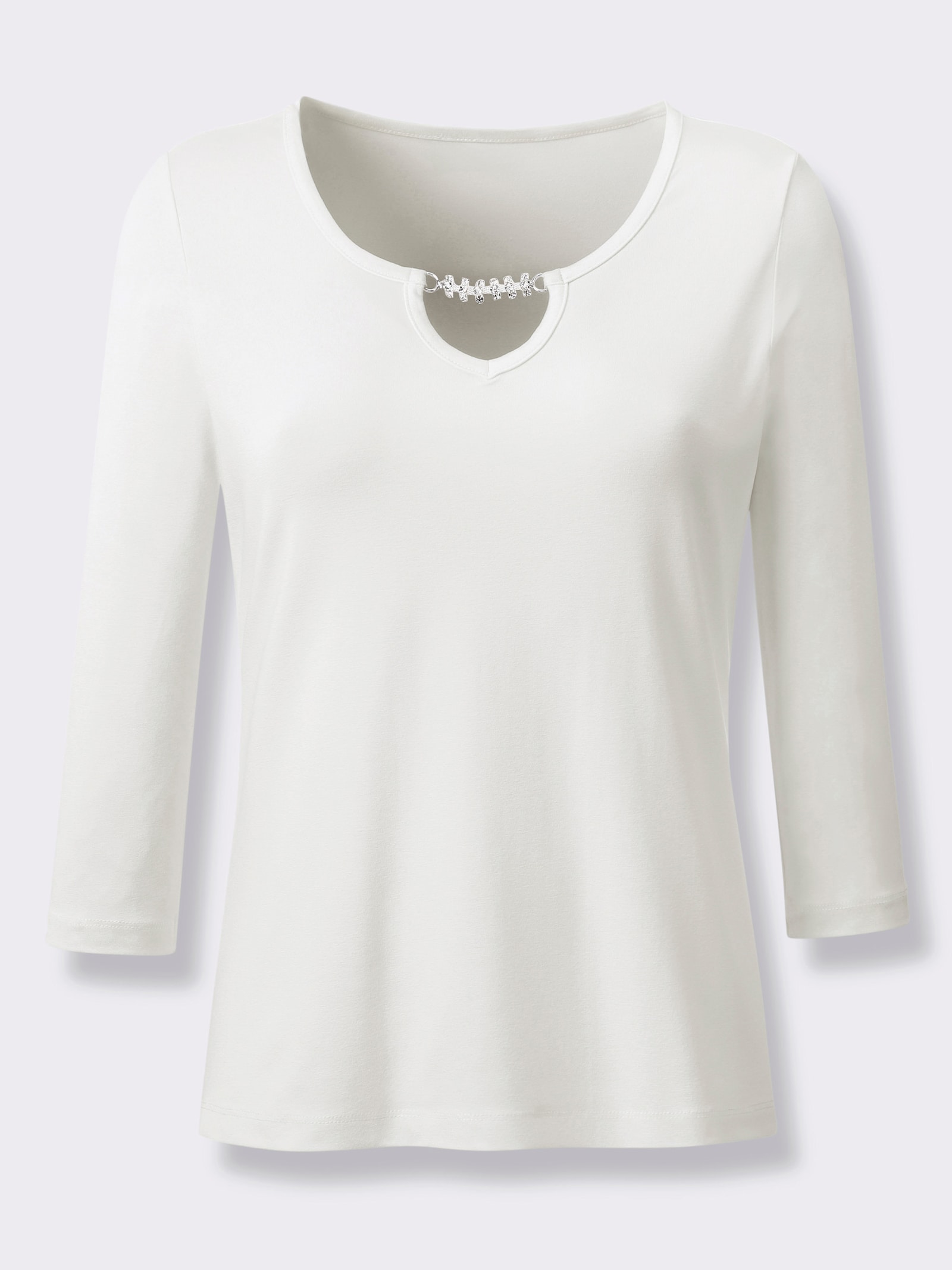 3/4-Arm-Shirt mit Zierkette - ecru
