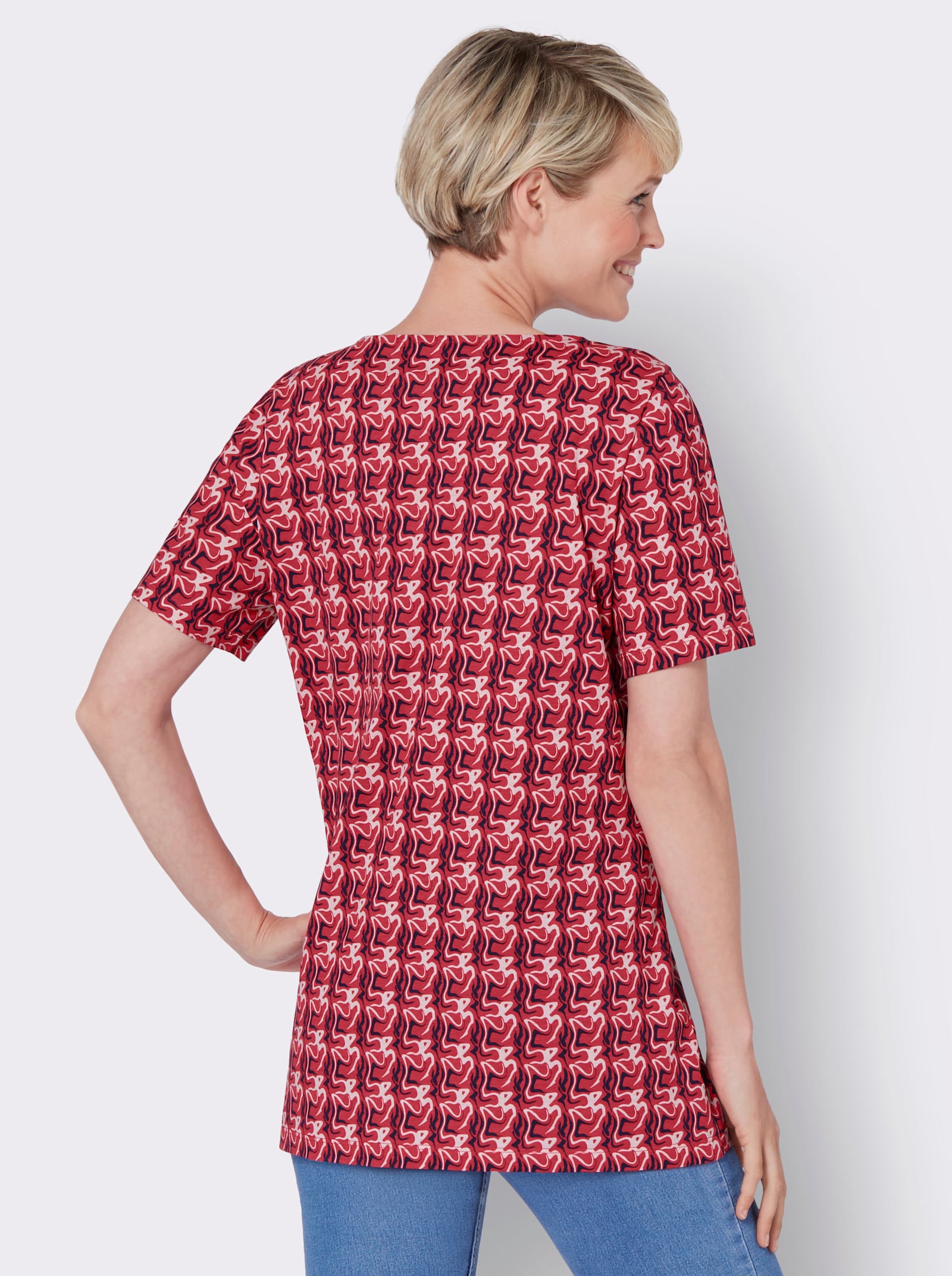 Longshirt im Marmor-Dessin - pink-marine-bedruckt