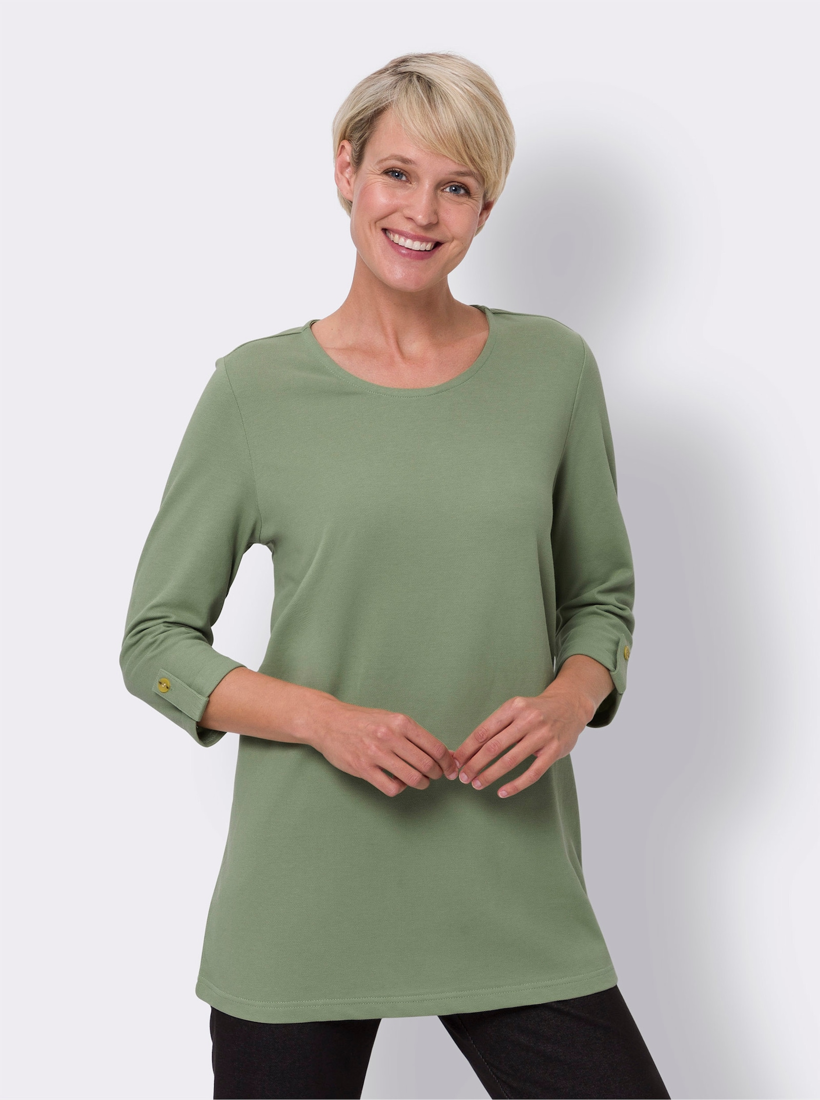 Dlhé tričko z piké - Eukalyptus