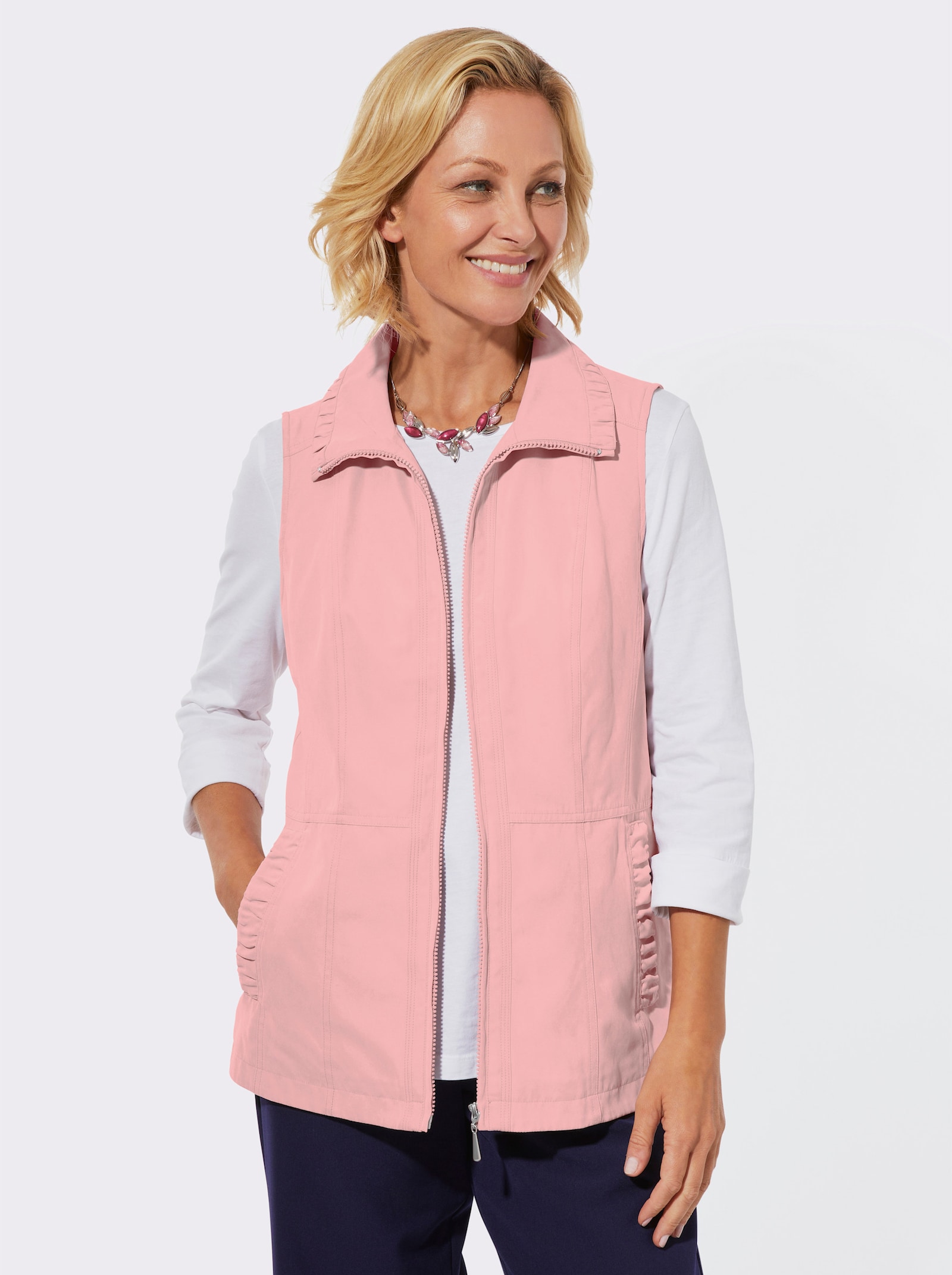 Weste mit Raffungen - hortensie