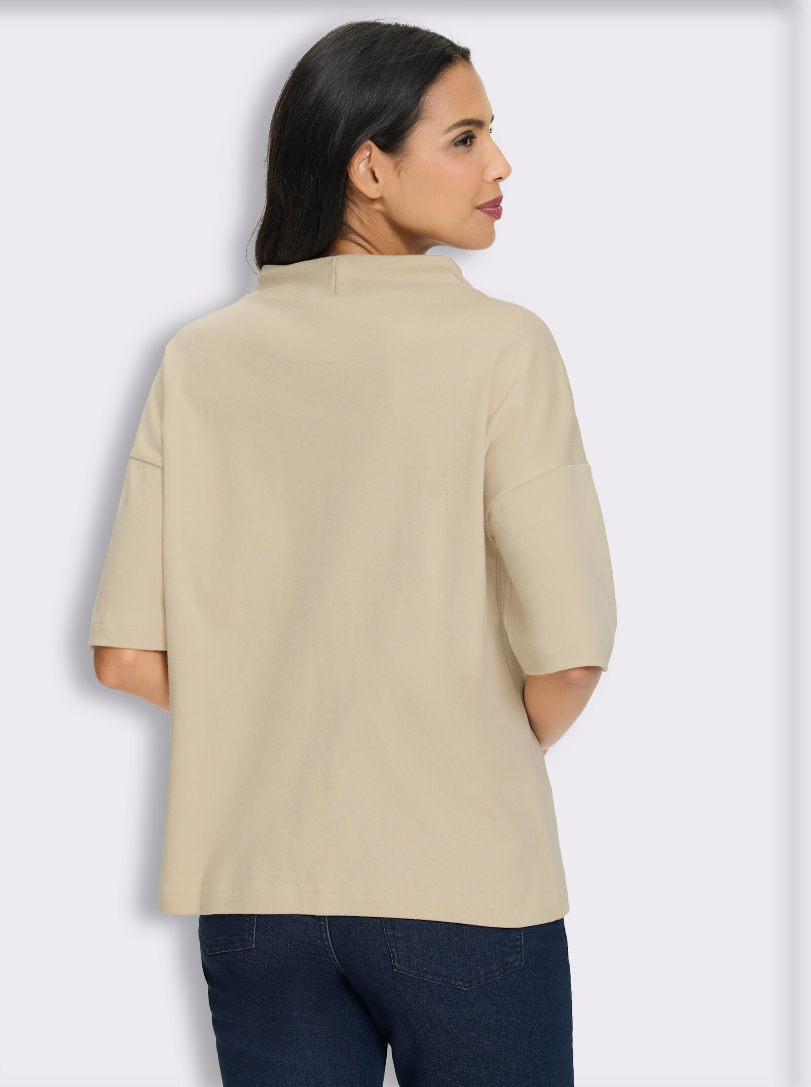 Longsweatshirt mit Kapuze - sand