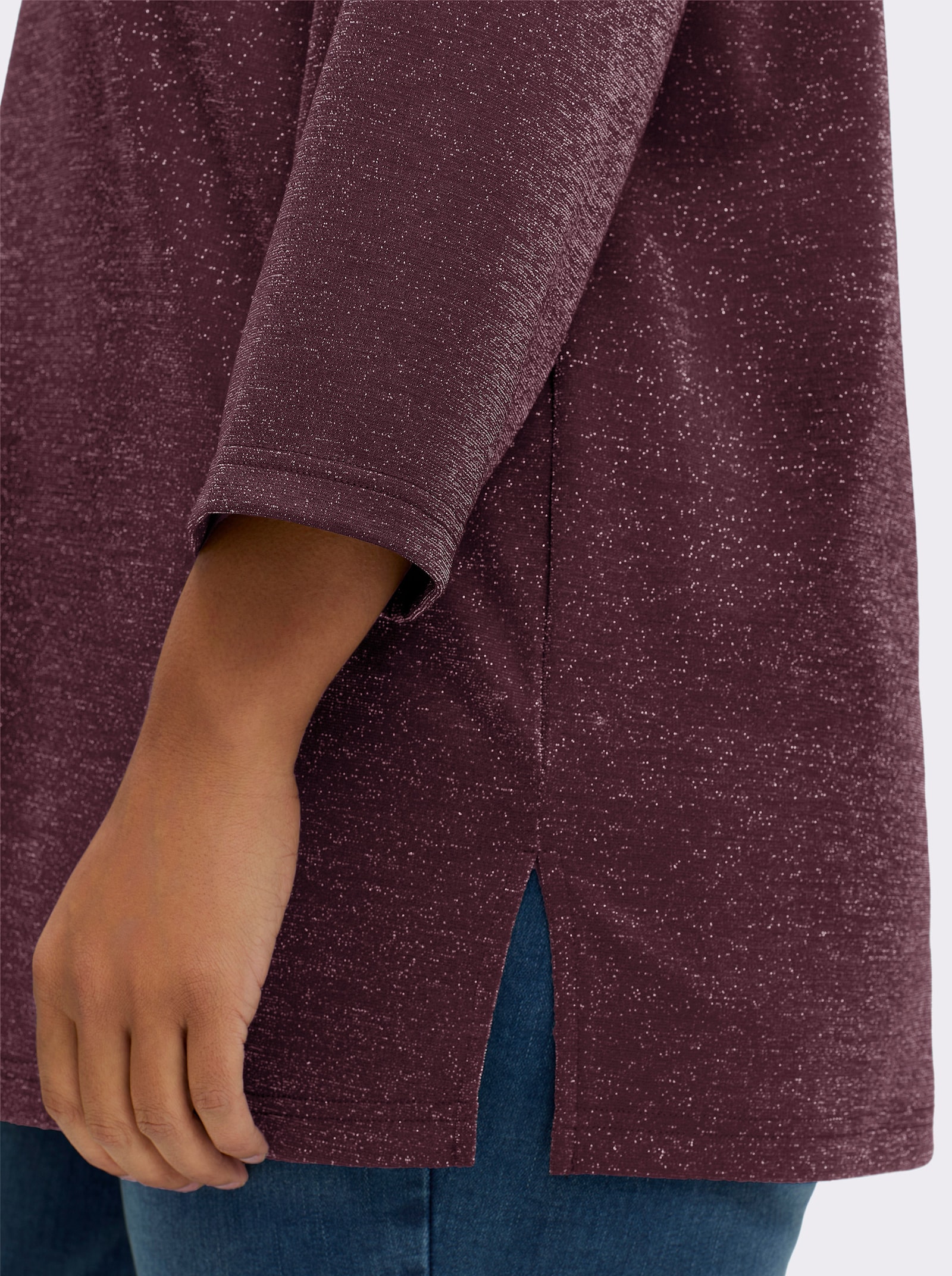 sheego Sweatshirt aus Glitzergarn - burgund