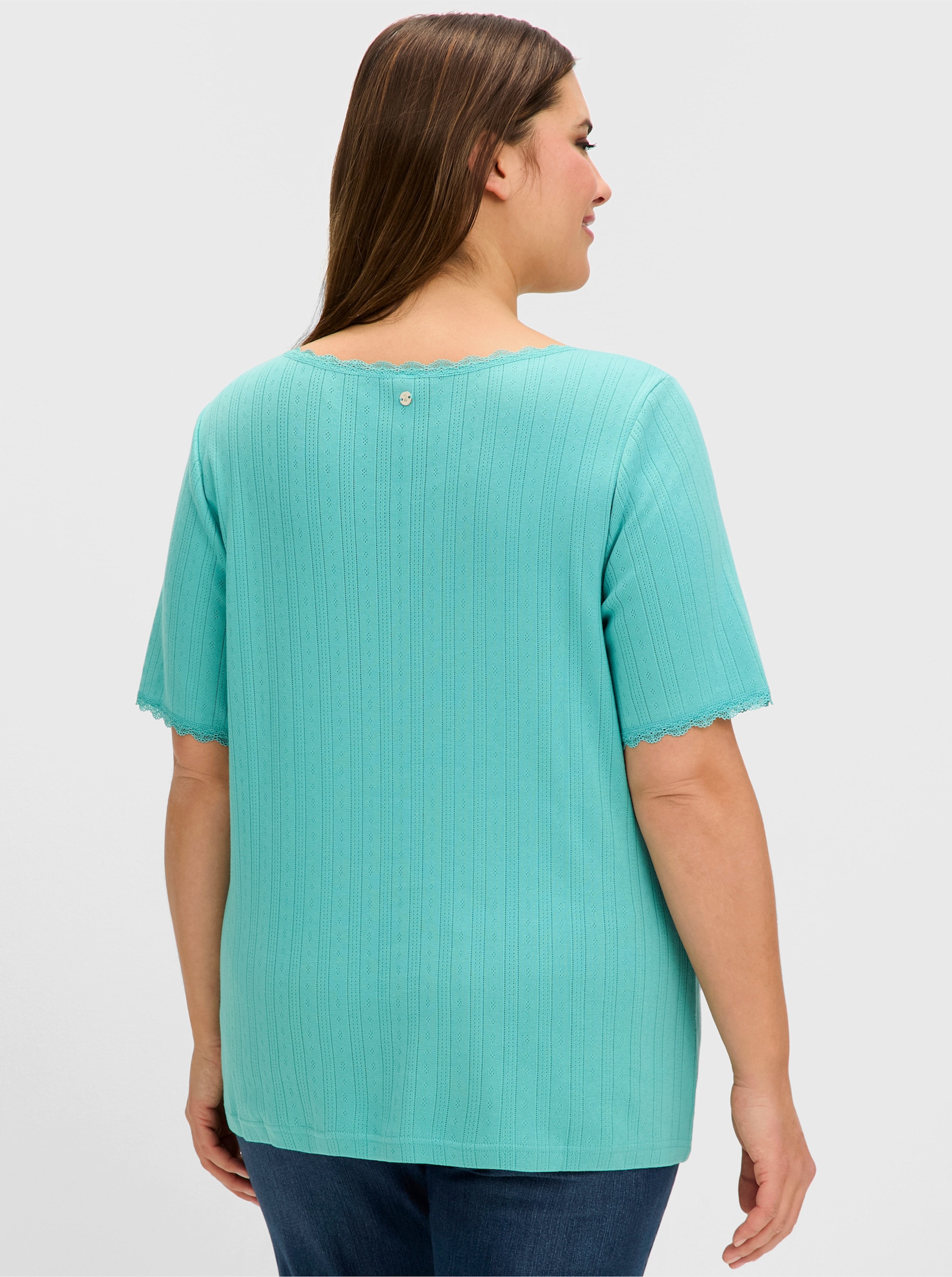 sheego Geribd shirt met kanten randen - oceaan