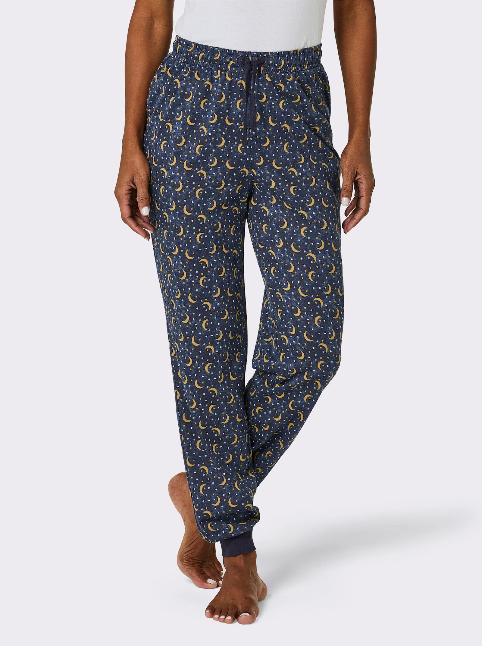 wäschepur Schlafanzug-Hose - marine-ocker-bedruckt
