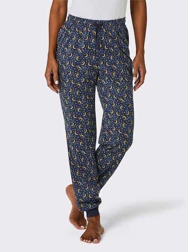 wäschepur Schlafanzug-Hose - marine-ocker-bedruckt