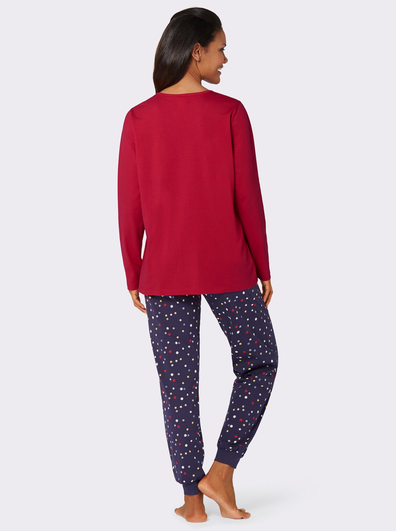 wäschepur Schlafanzug mit Sternen-Print - rot-marine