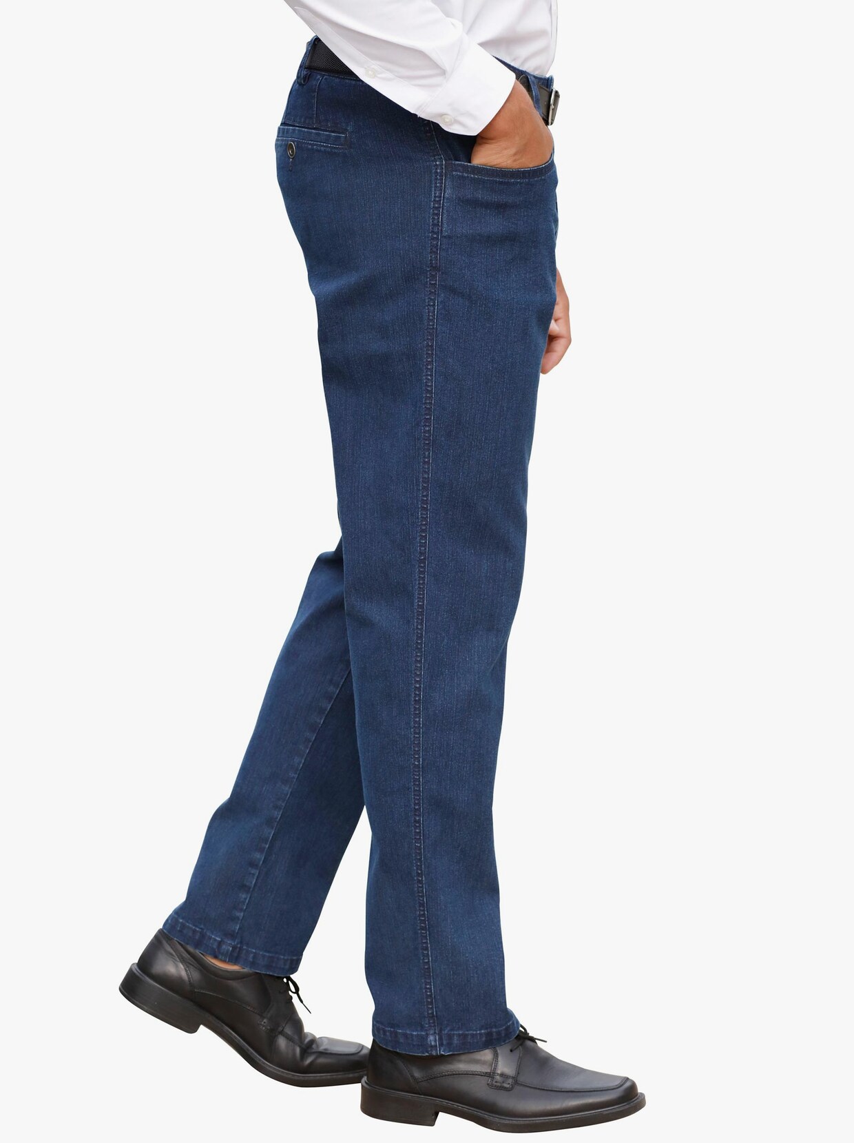 Jeans med skärp - blue-stone-washed