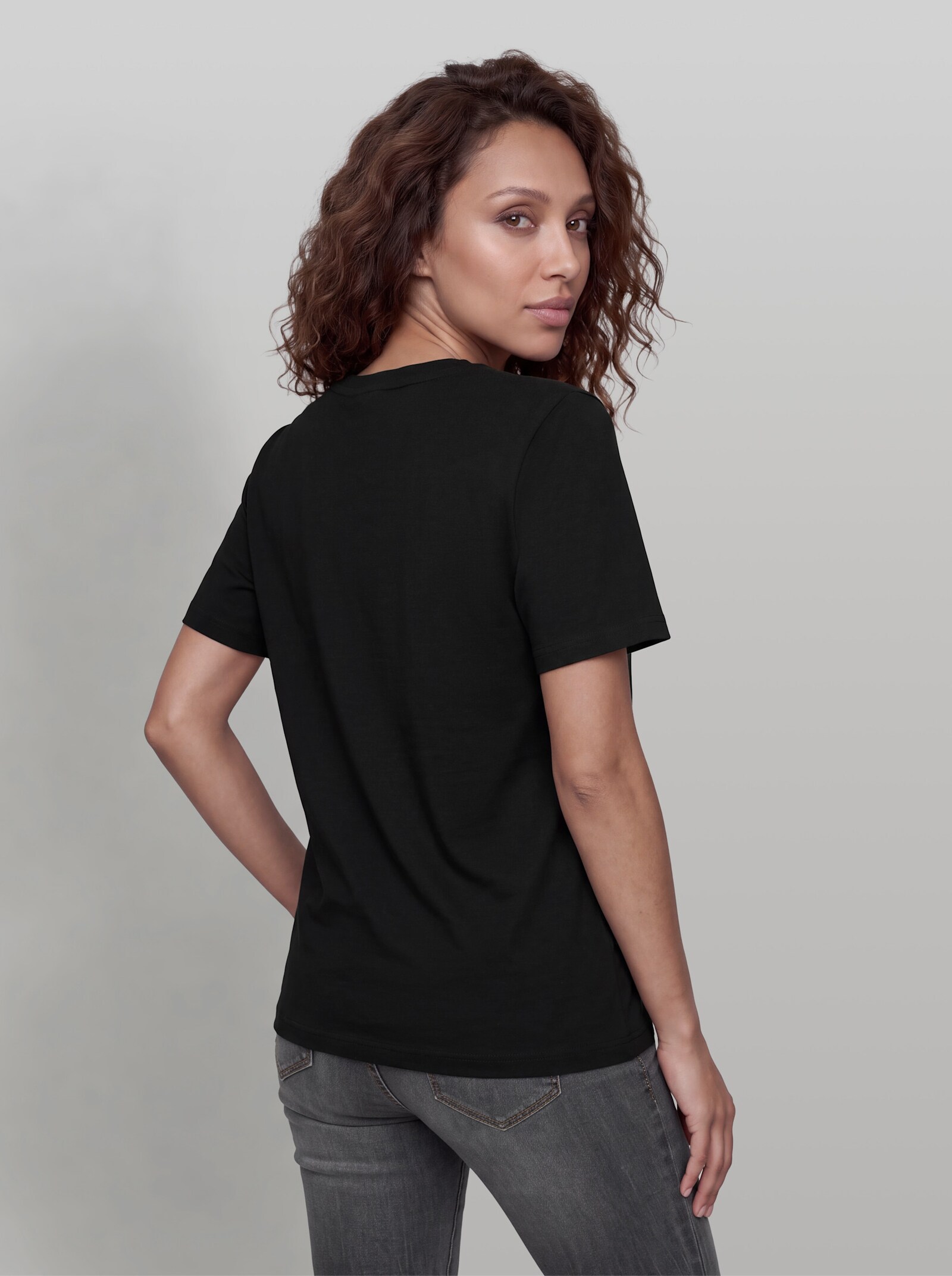 heine Shirt mit Bindeband - schwarz