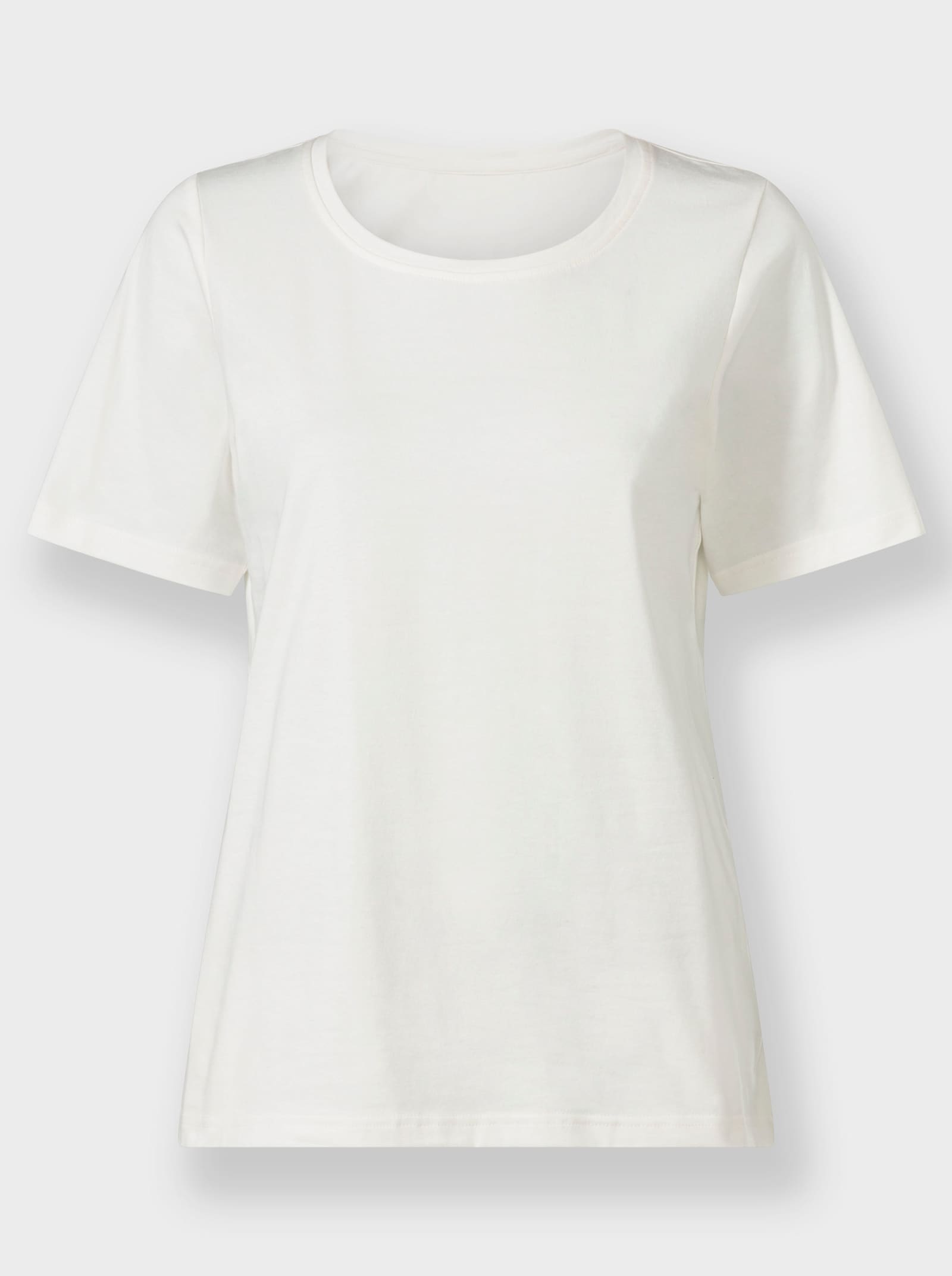 Kurzarmshirt mit Rundhals-Ausschnitt - ecru