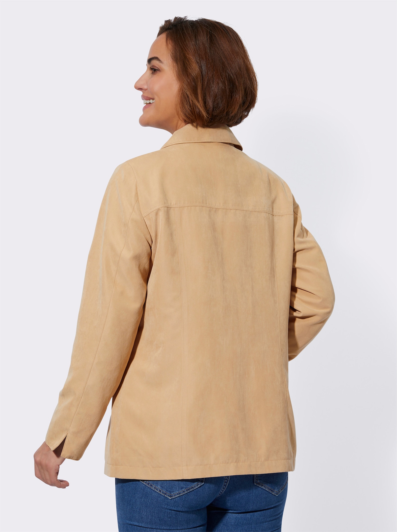 Lederimitatjacke mit Zick-Zack-Nähten - camel