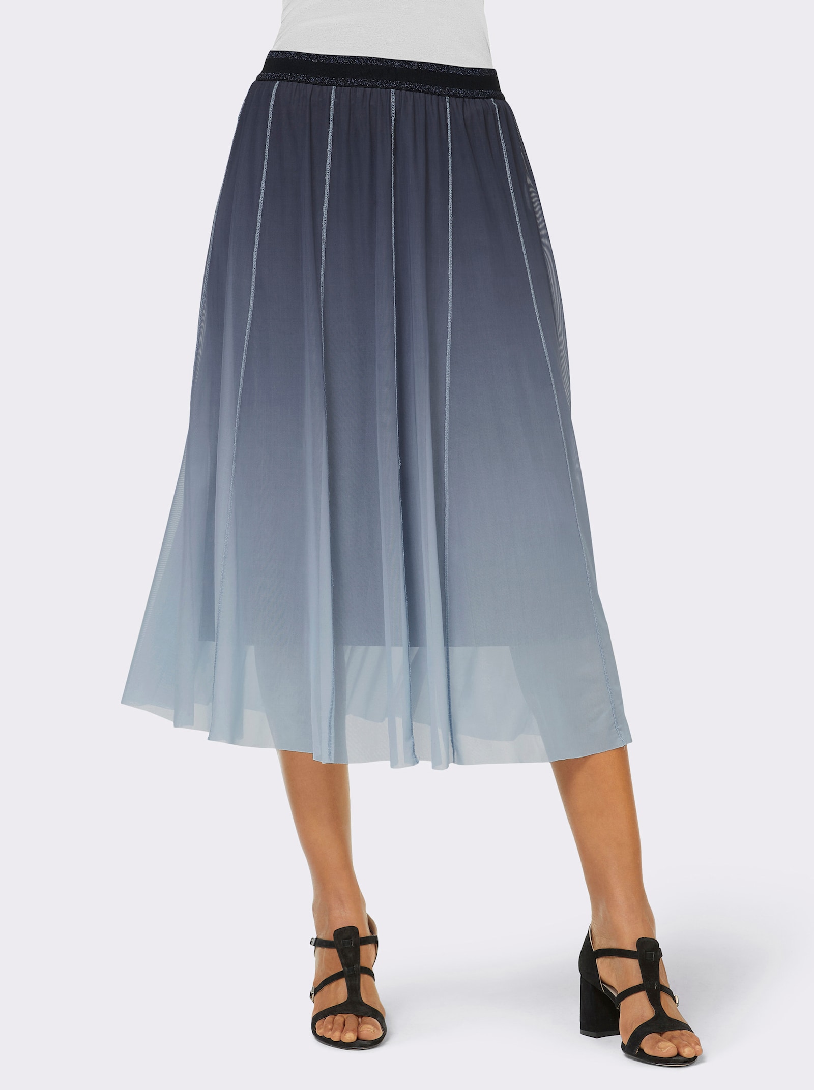 Chiffonrock im Farbverlauf - marine-mittelblau