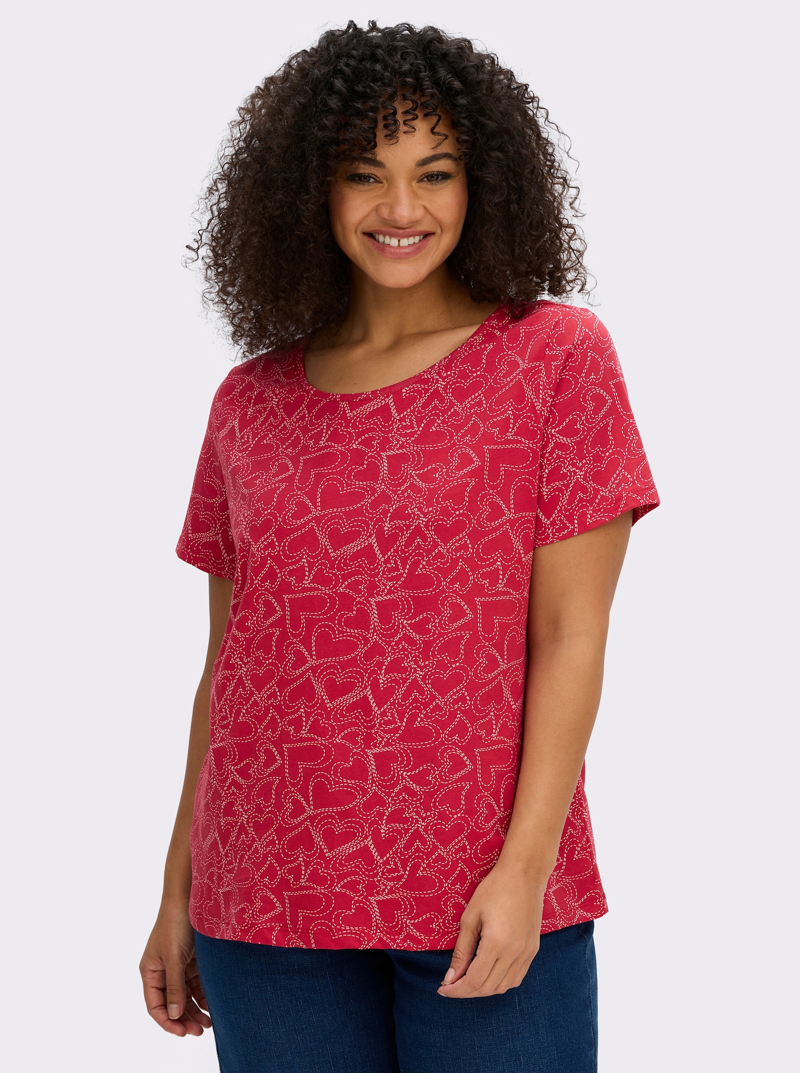 T-Shirt mit Herzchen-Dessin - erdbeere-bedruckt