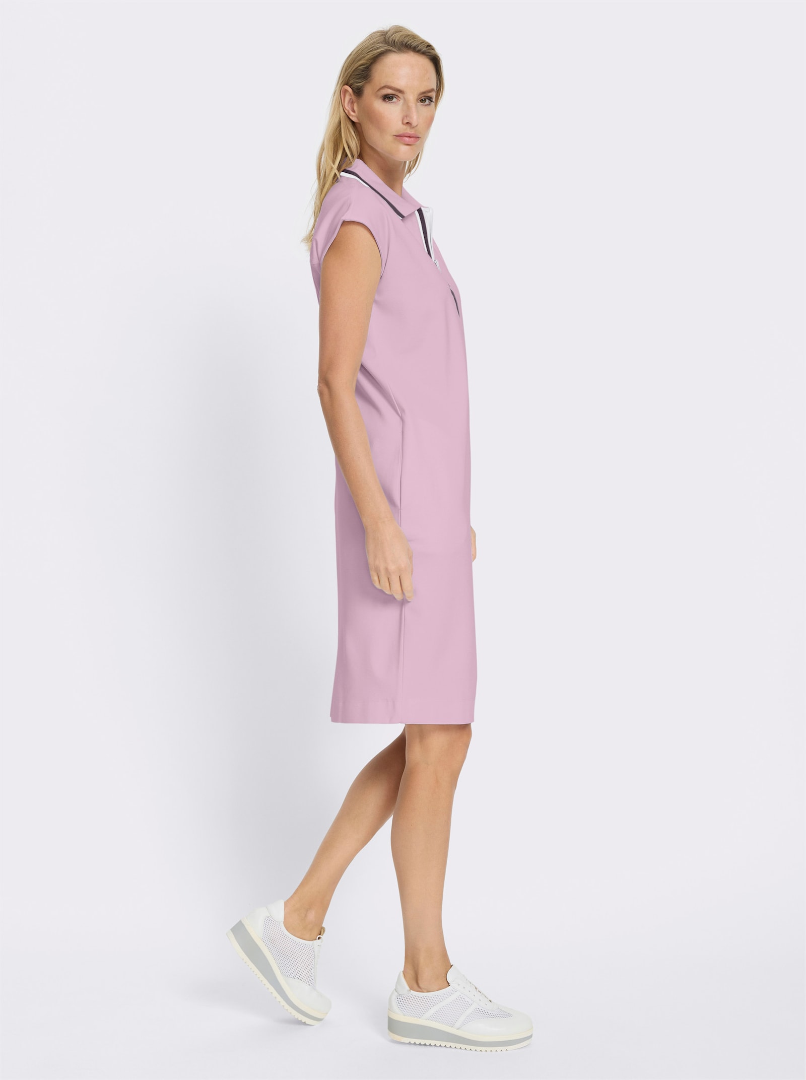 heine Jerseykleid mit Polokragen - rosé