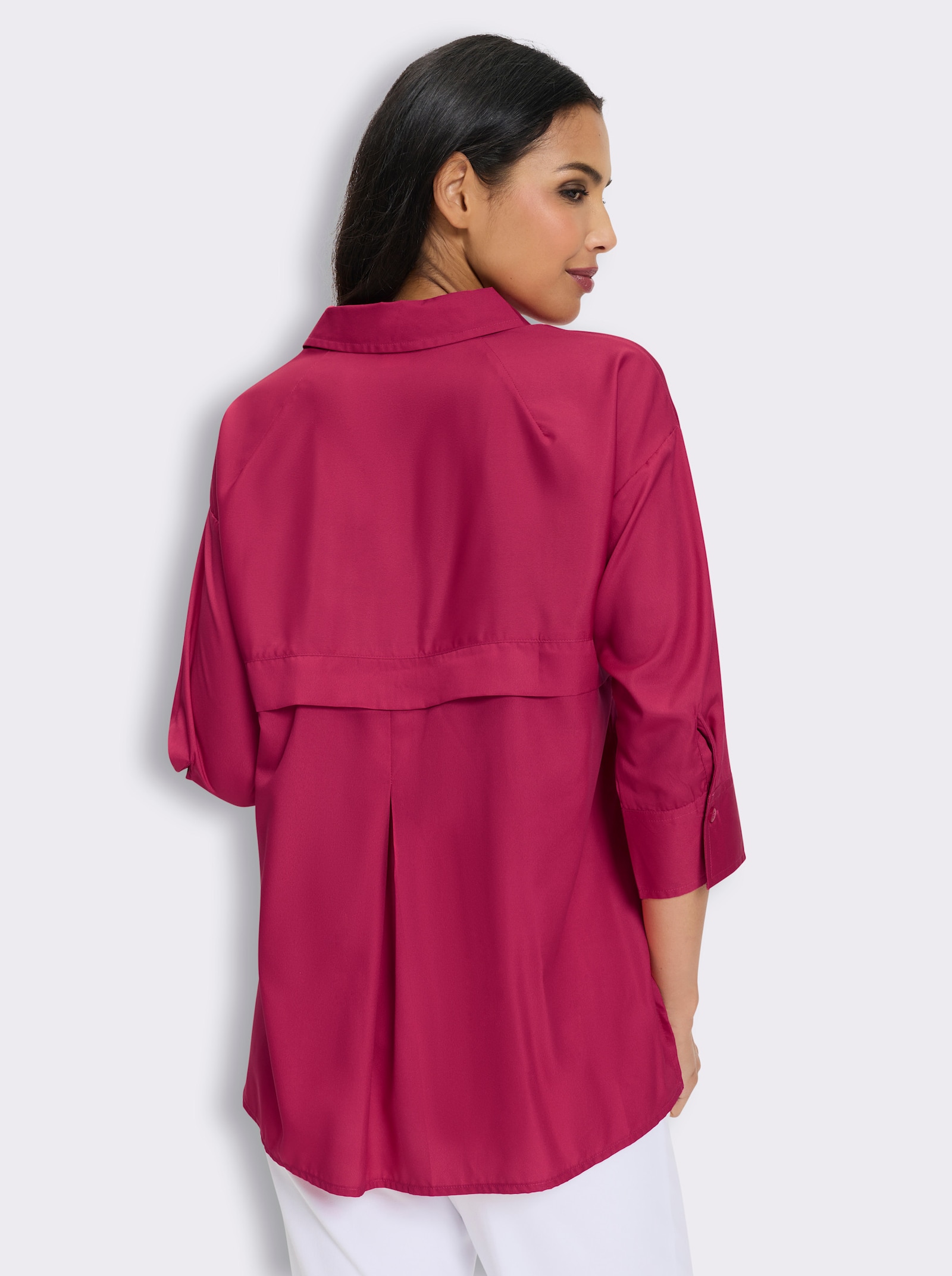 Longbluse mit Falte im Rückteil - pink