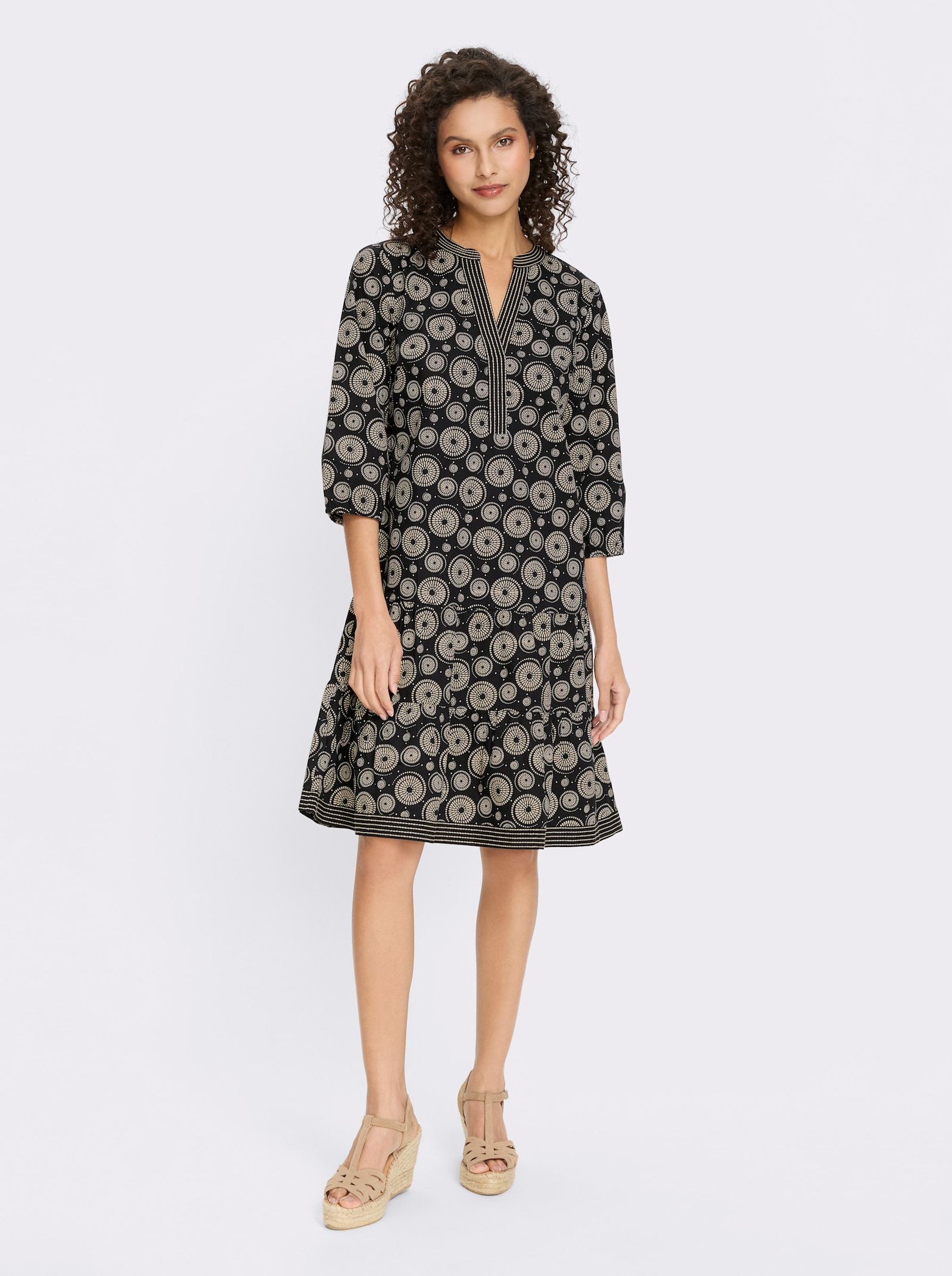 heine Robe imprimée évasée - noir-sable imprimé