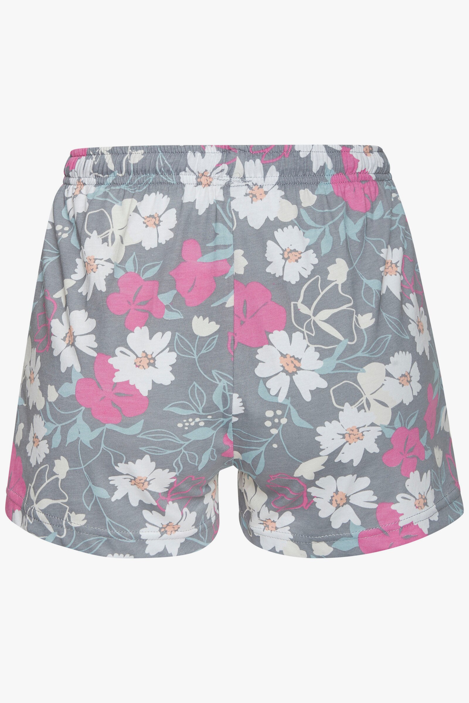 Vivance Dreams Pyjamashorts - graublau-pink-geblümt