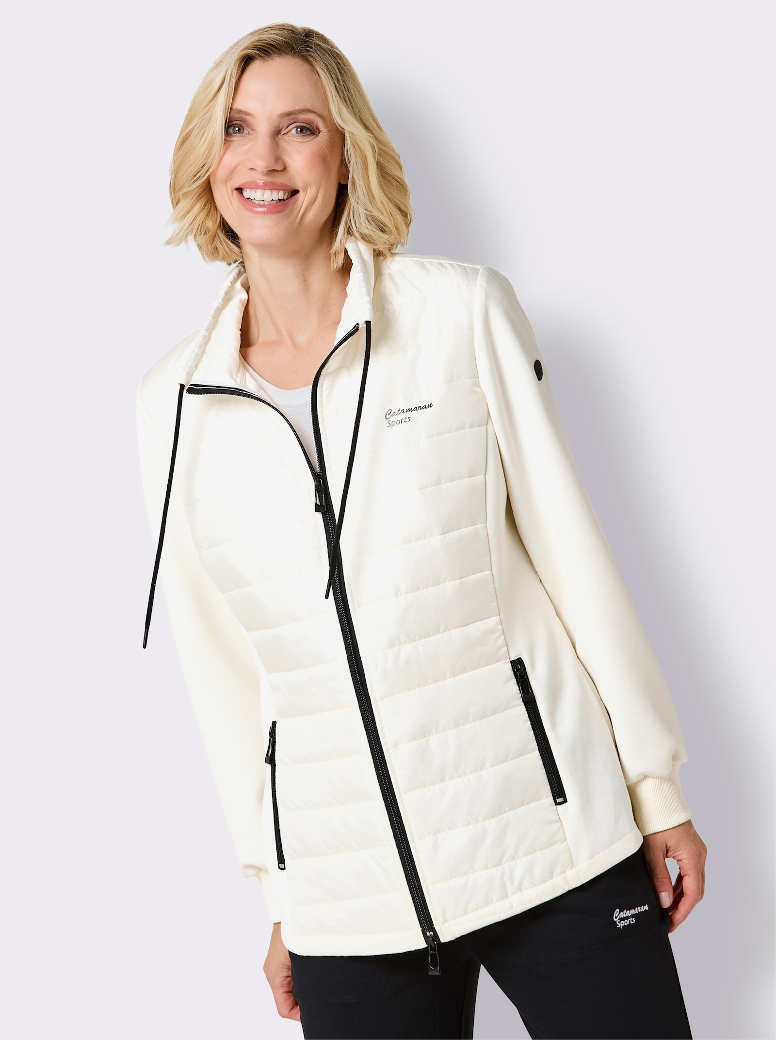 Catamaran Steppjacke im Material-Mix - champagner