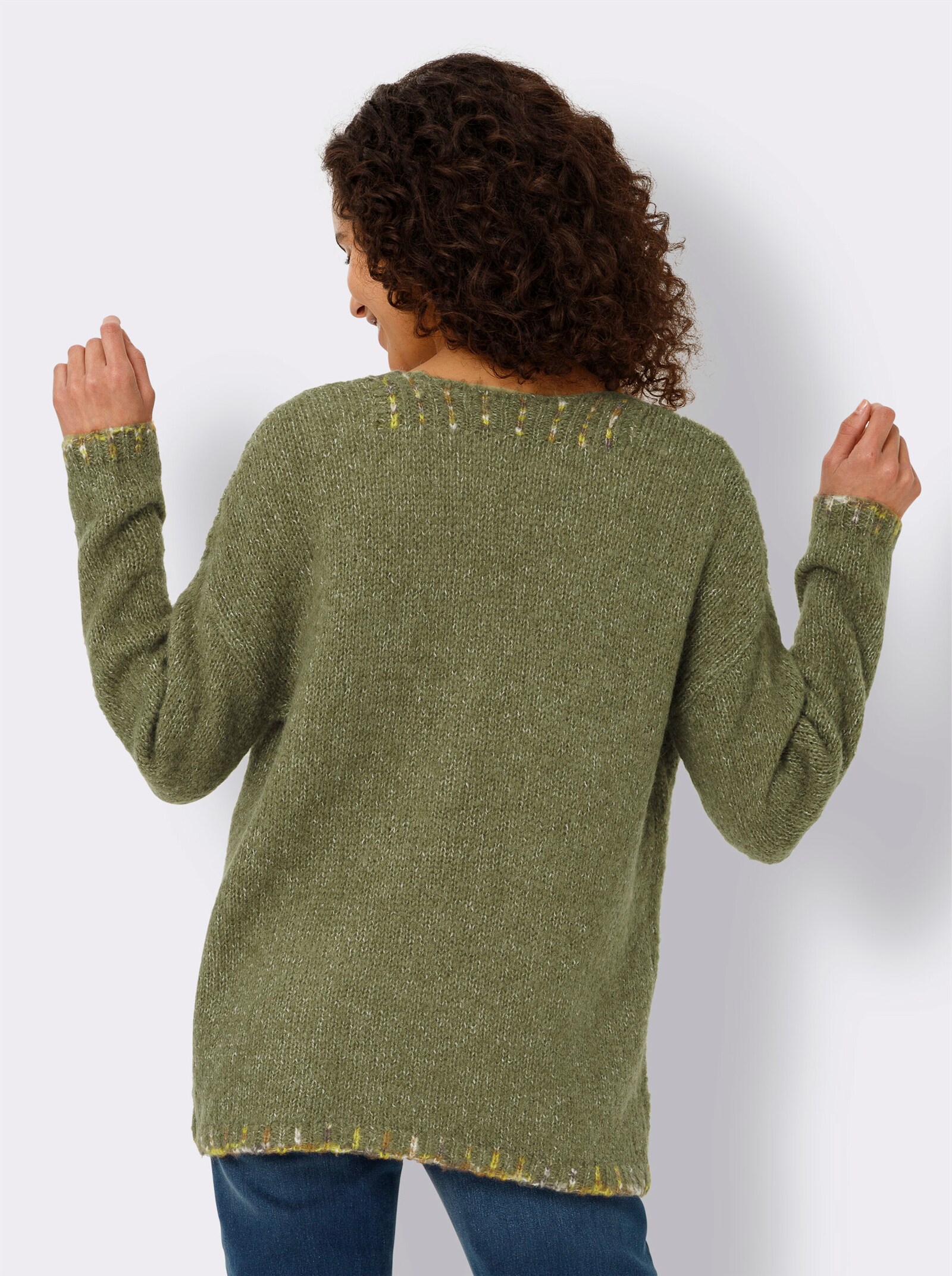 heine Vest in handgebreide look - kaki/ecru gemêleerd