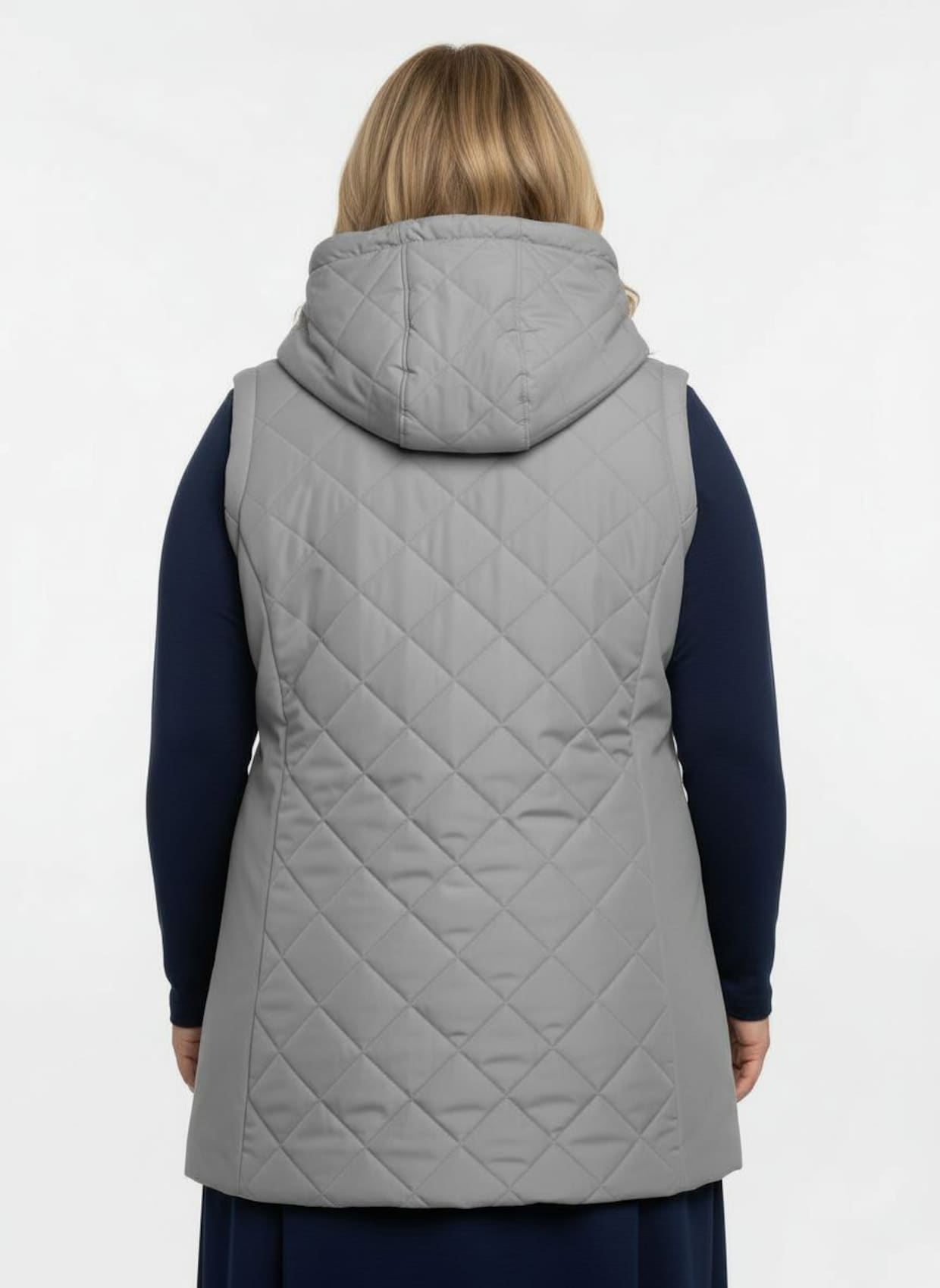 Steppweste mit Strickstehkragen, Microfaser - steingrau