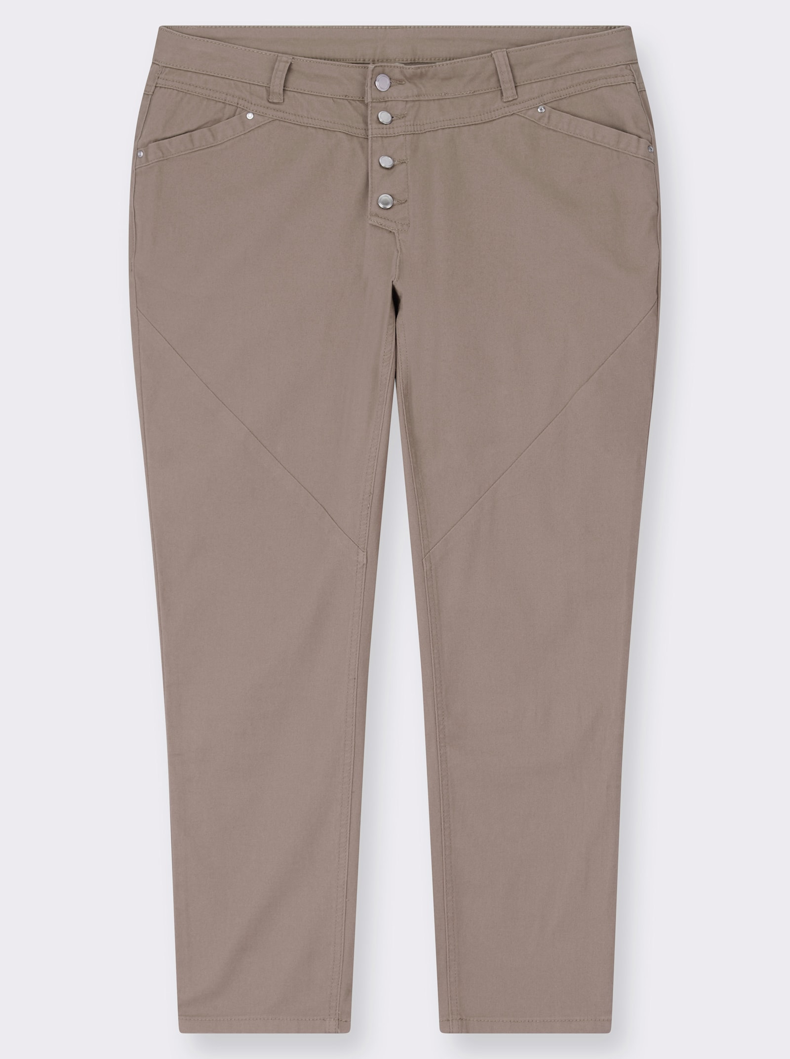 Jeans mit Knopfleiste statt Reißverschluss - taupe