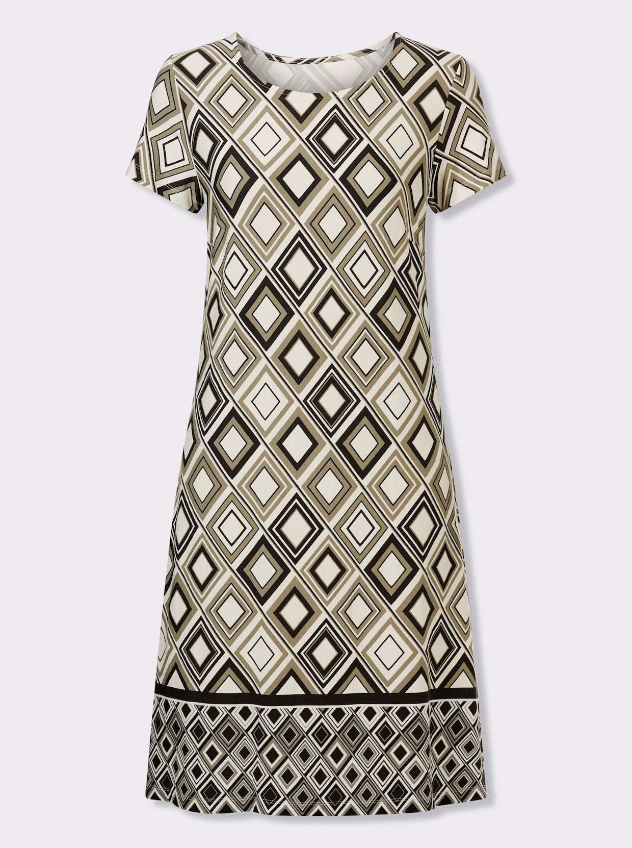 heine Jerseykleid - khaki-champagner-bedruckt