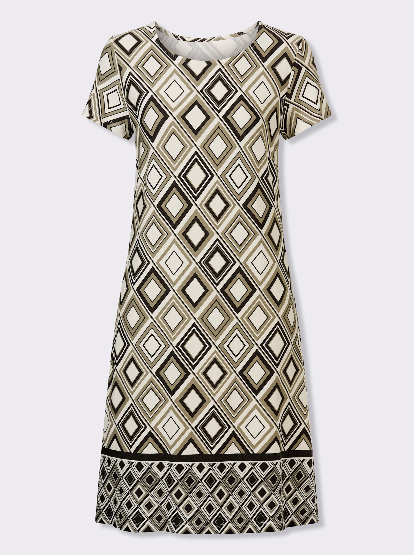 heine Jerseykleid mit Grafikdessin - khaki-champagner-bedruckt