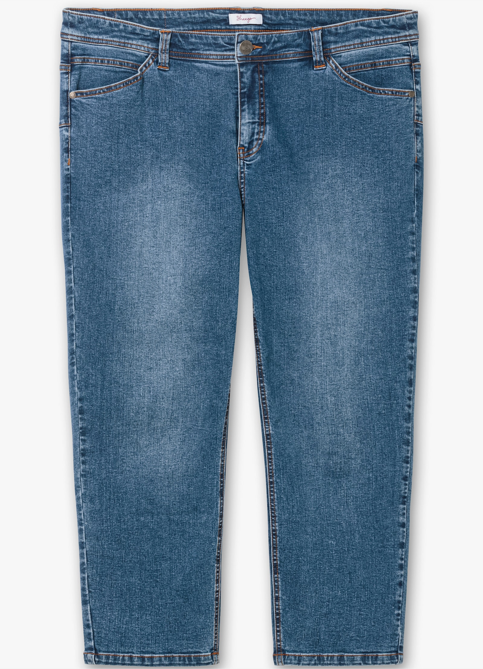 sheego High waist jeans met smalle 7/8-pijpen - blue denim