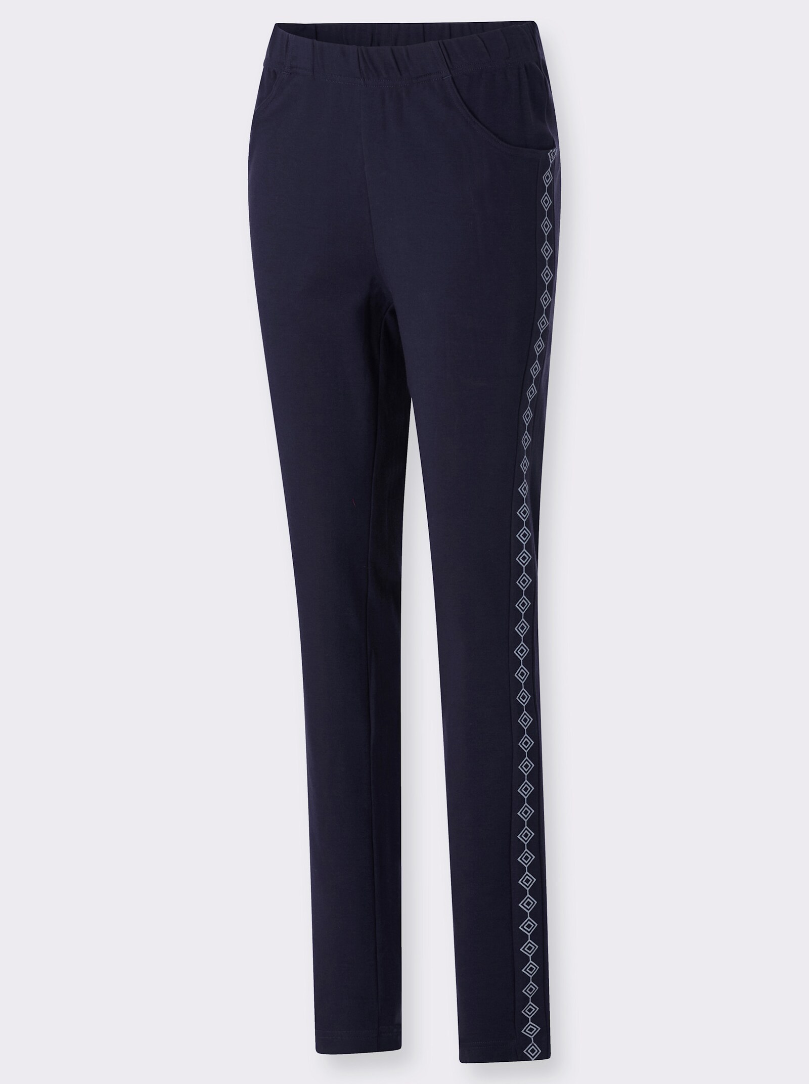 Jerseyhose mit figurfreundlichen Einsätzen - marine