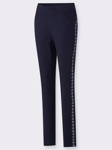 Jerseyhose mit figurfreundlichen Einsätzen - marine