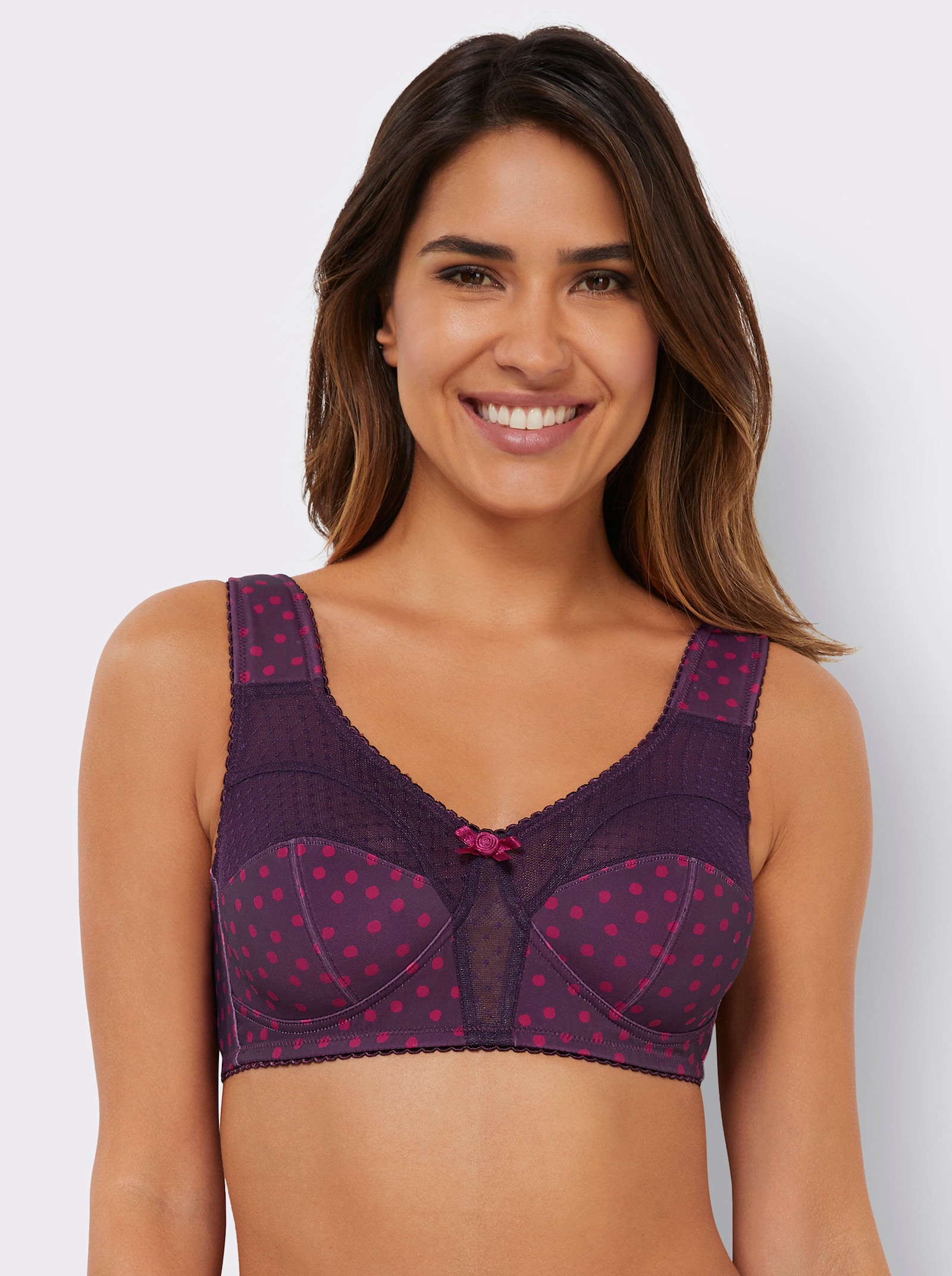 wäschepur Entlastungs-BH ohne Bügel mit Tüll-Einsatz - traube-bedruckt