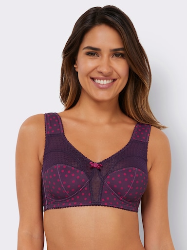 wäschepur Entlastungs-BH ohne Bügel mit Tüll-Einsatz - traube-bedruckt