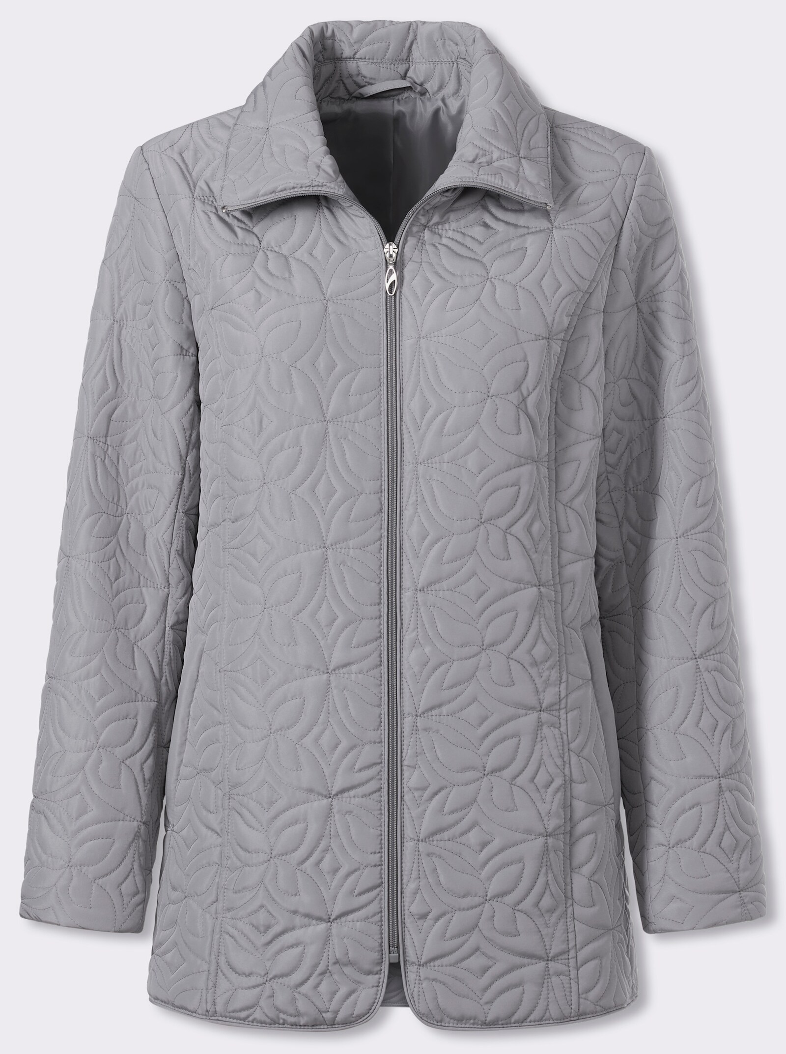 Steppjacke mit floralem Muster - steingrau