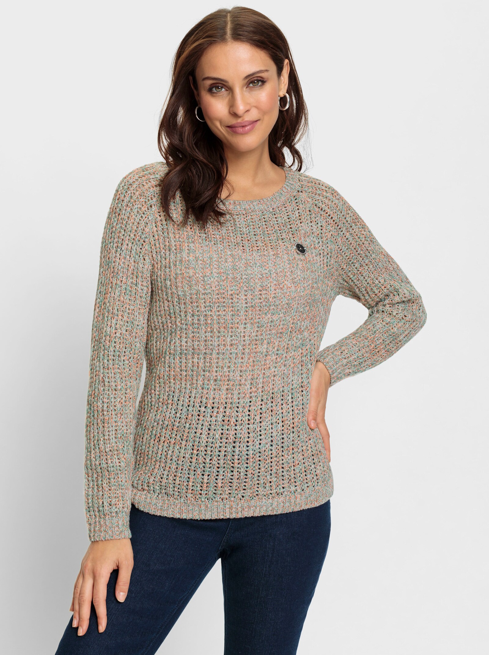 Pullover met effectgaren - papaja/ecru gedessineerd