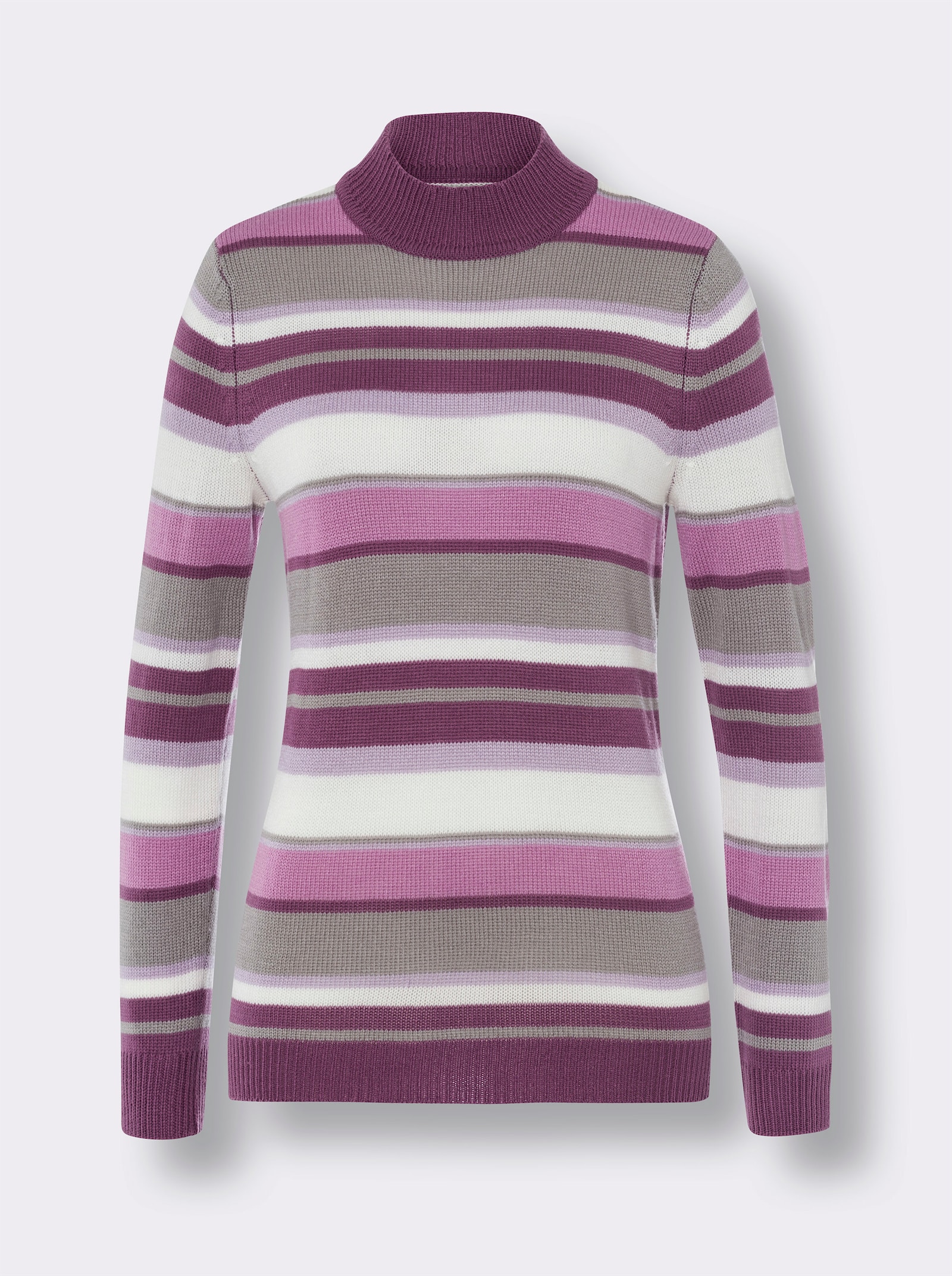 Pullover met opstaande kraag met streeppatroon - paars/lila gestreept
