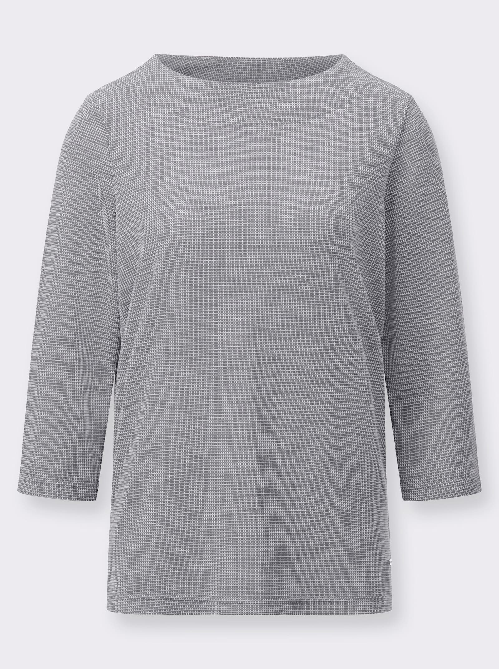 3/4-Arm-Shirt mit U-Boot-Ausschnitt - steingrau-ecru-gemustert