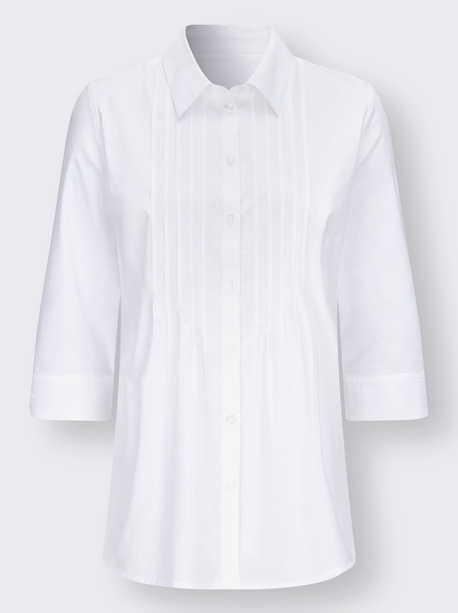 Longbluse mit Biesenverzierung - weiß