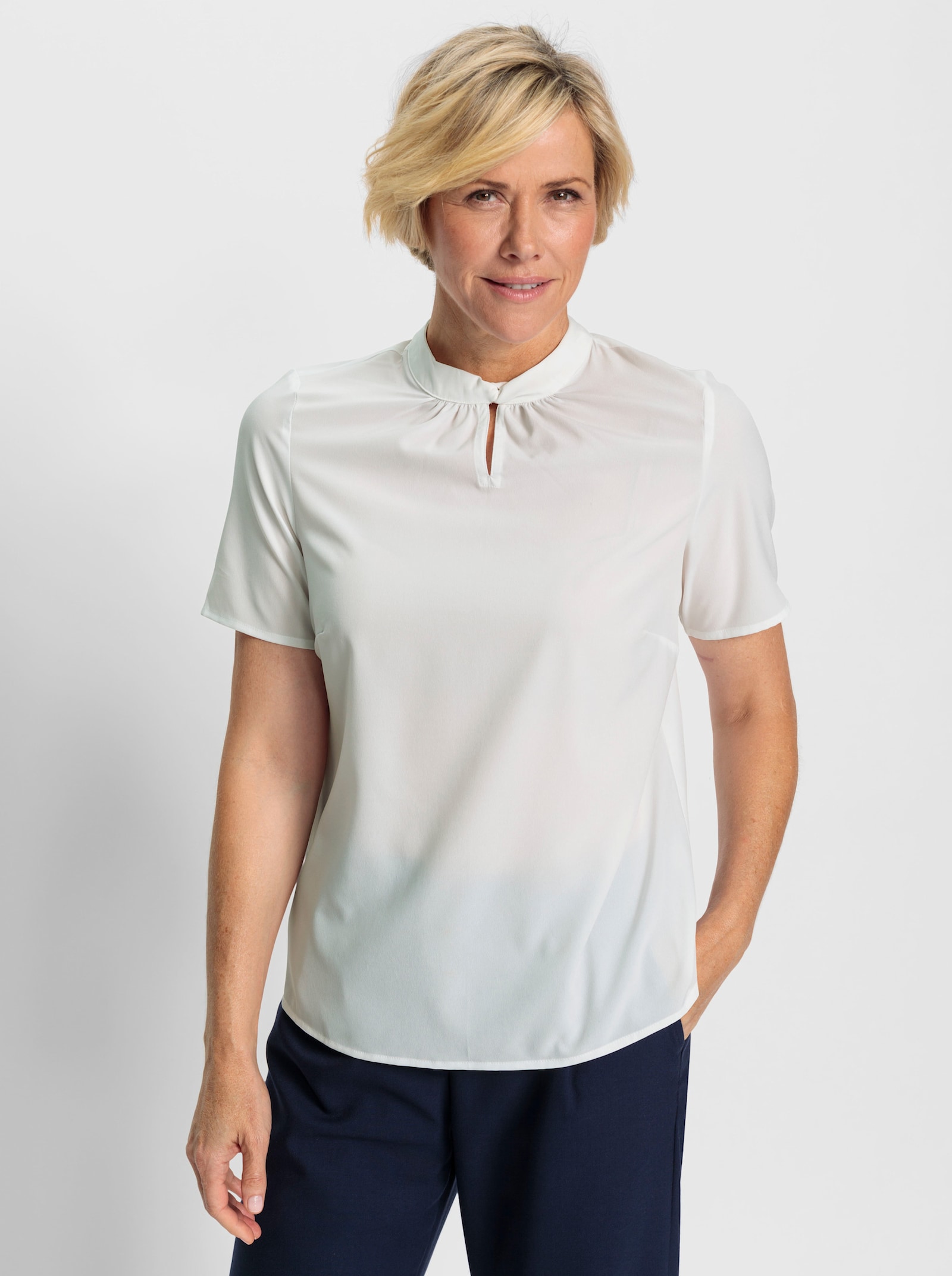 Schlupfbluse mit Knotendetail - weiß