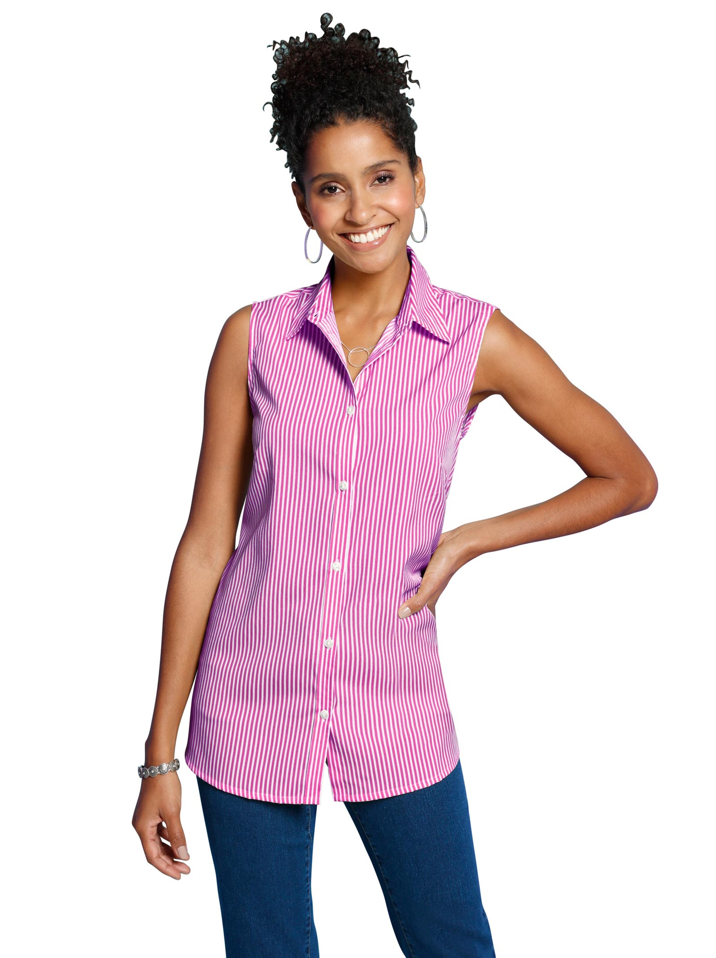 Bluse - pink-gestreift