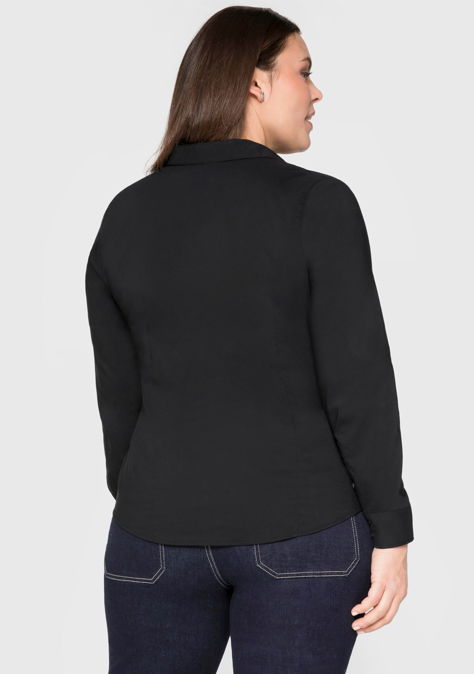 sheego Stretchbluse leicht tailliert - schwarz