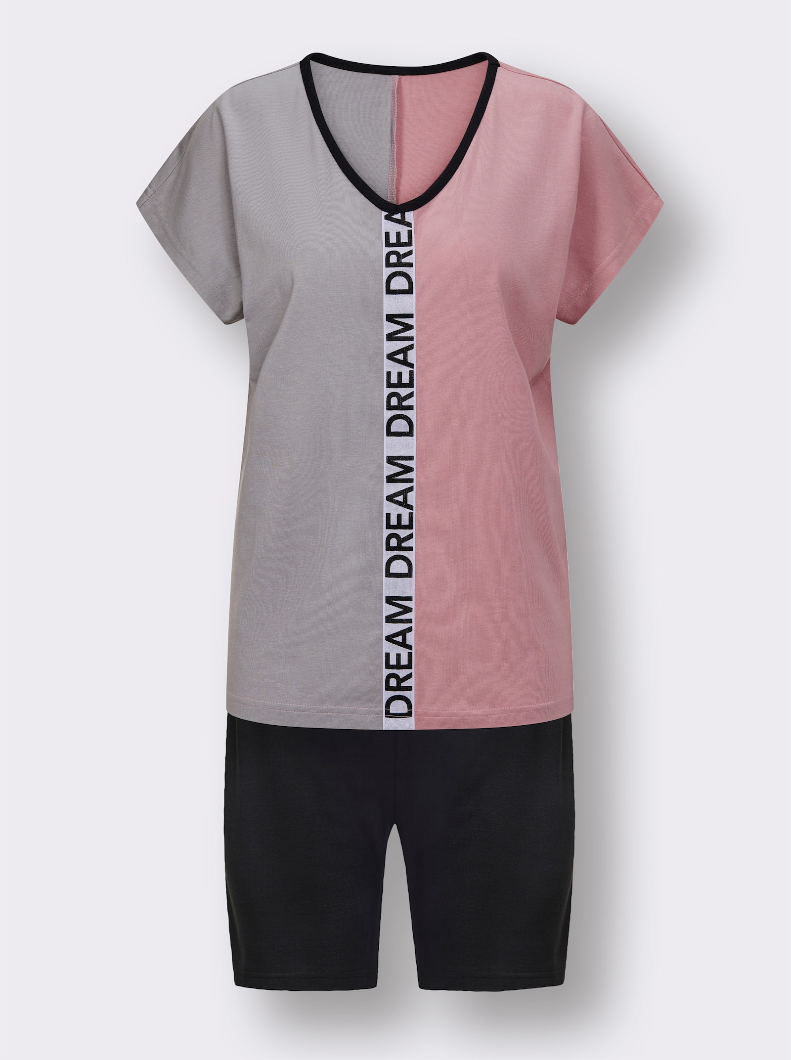 wäschepur Shorty mit Glitzerband und Schriftzug - schwarz-hortensie