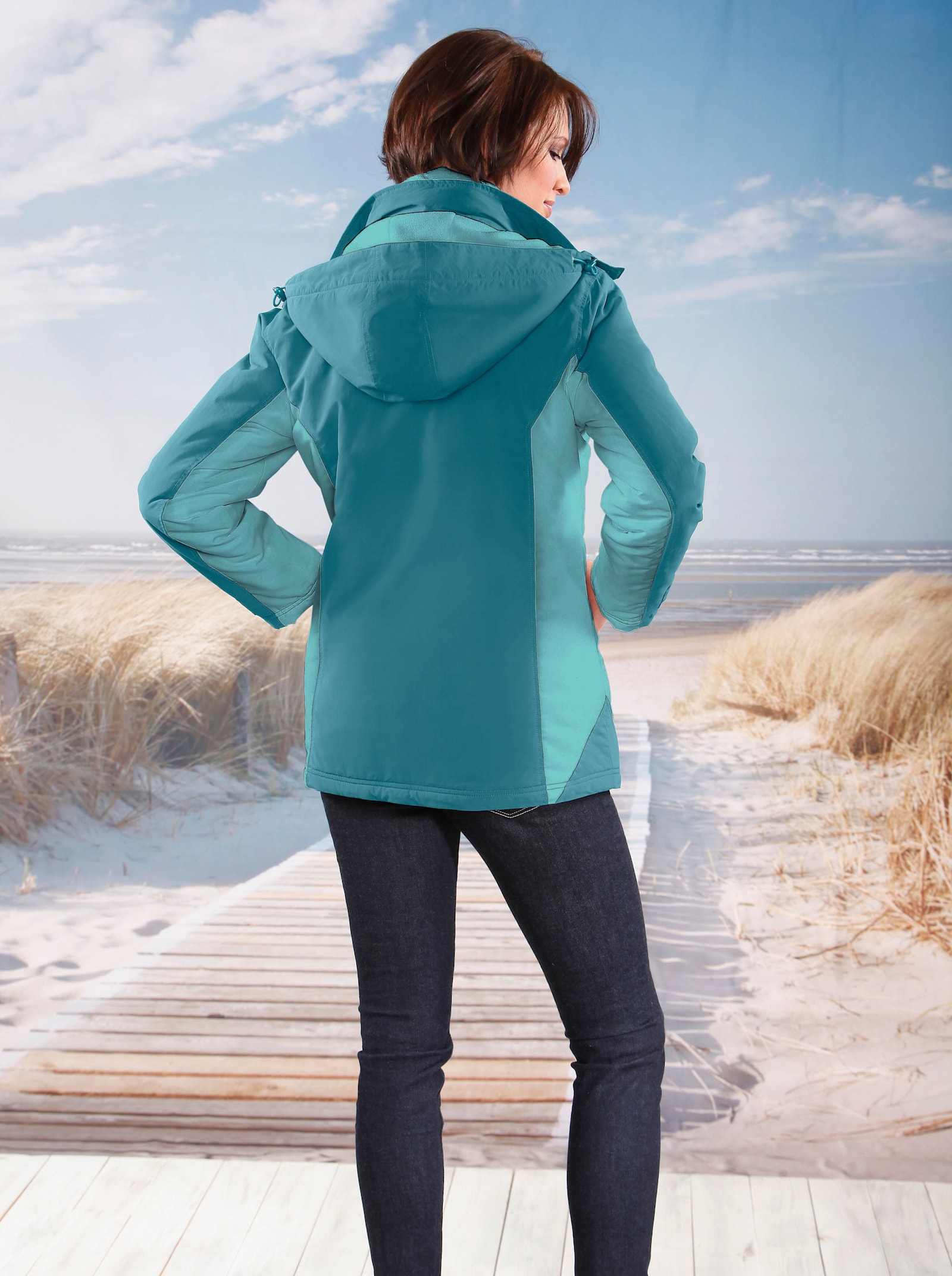 Functioneel jack met fleecevoering - petrol-winterturquoise