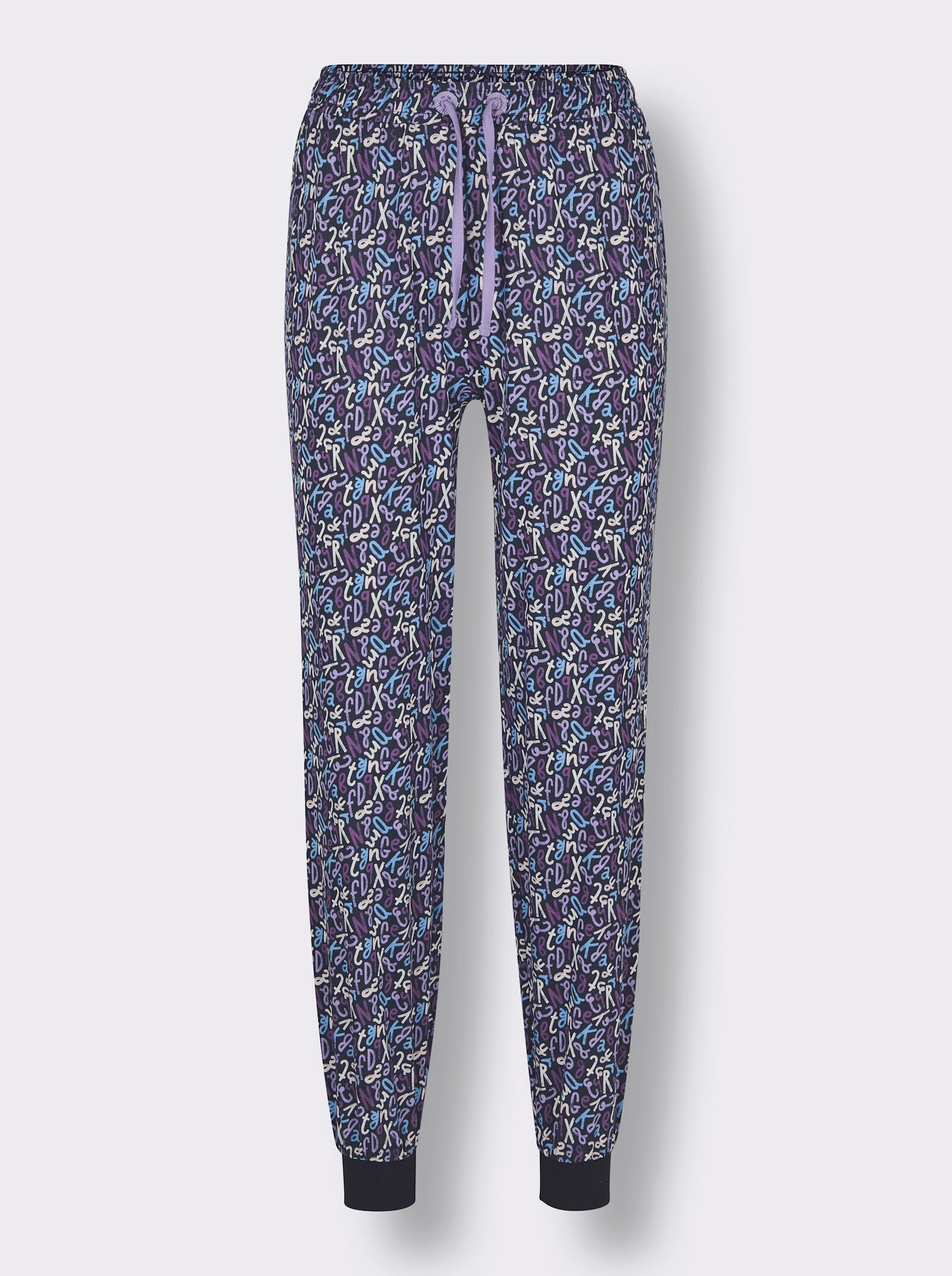 wäschepur Schlafanzughose mit Bündchen - marine-lavendel-bedruckt